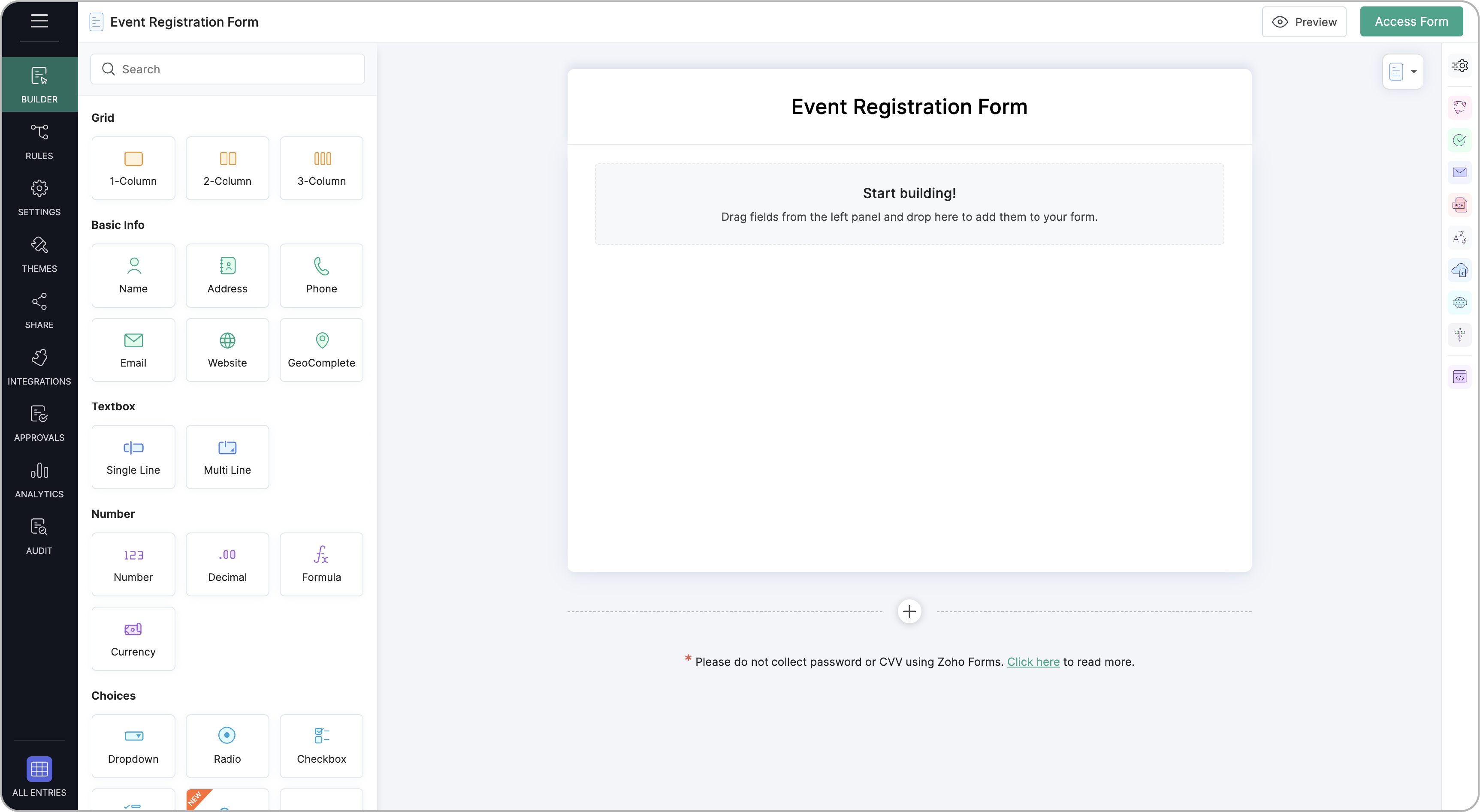 Fields in Zoho Forms