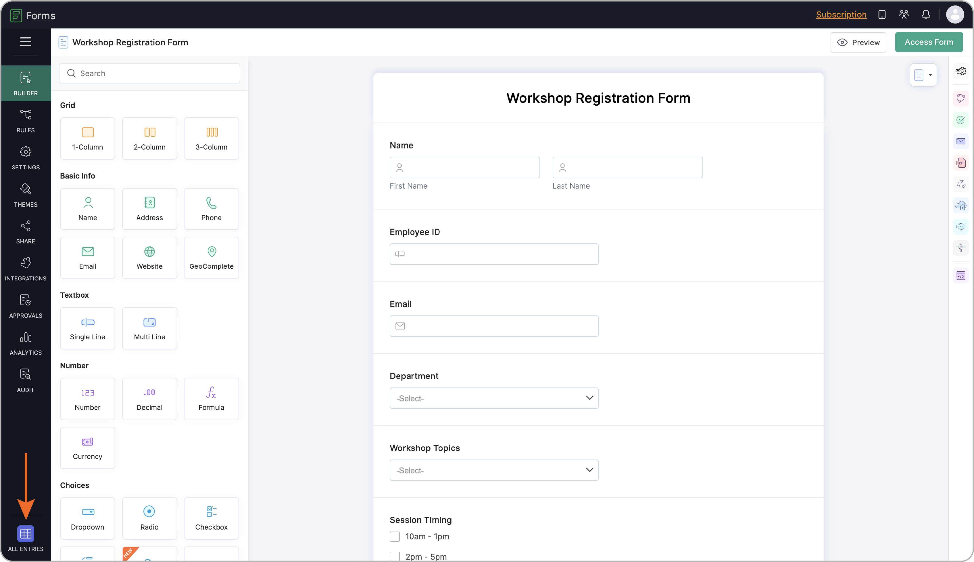 Accessing All Entries from listing page