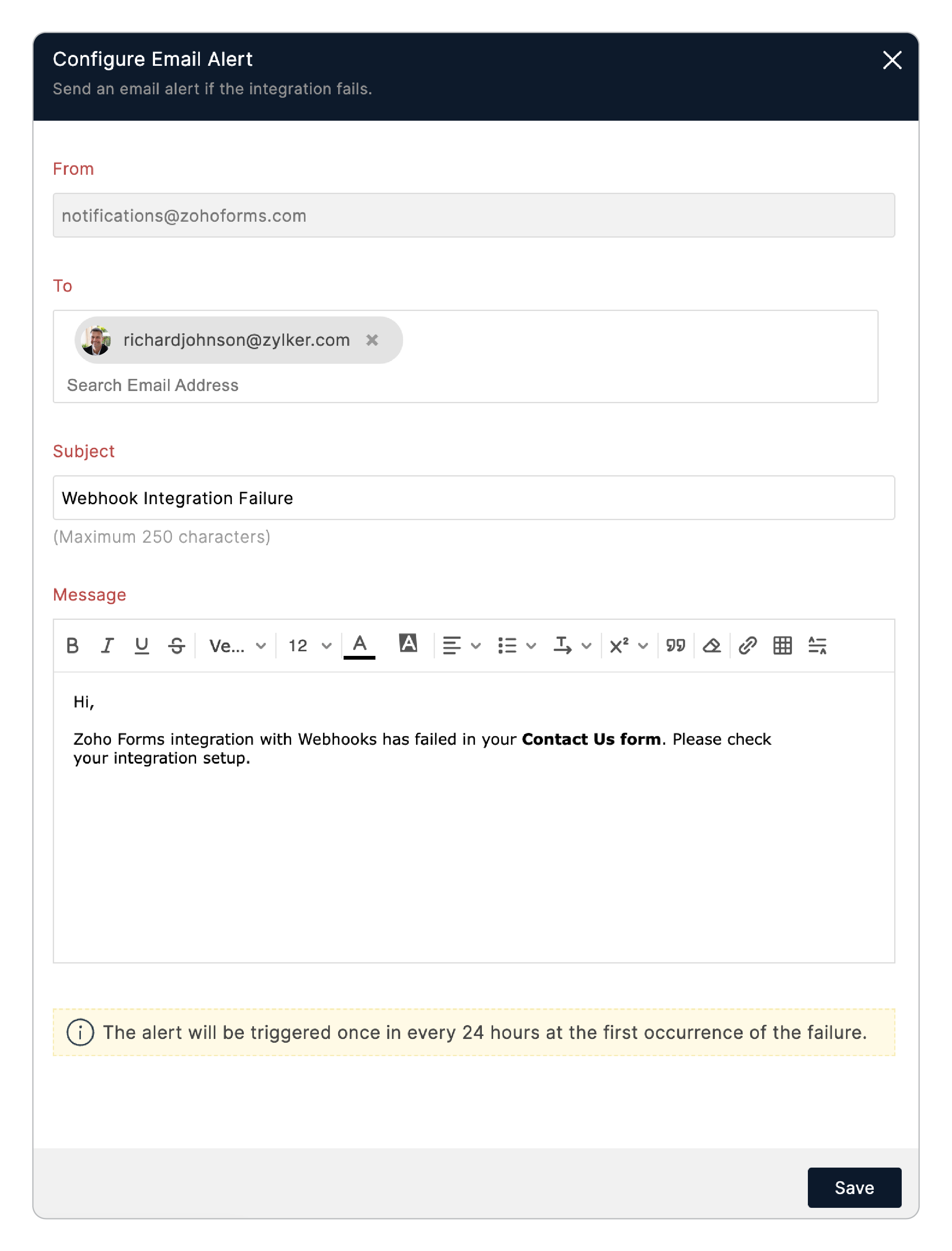 Integration Failure Alert
