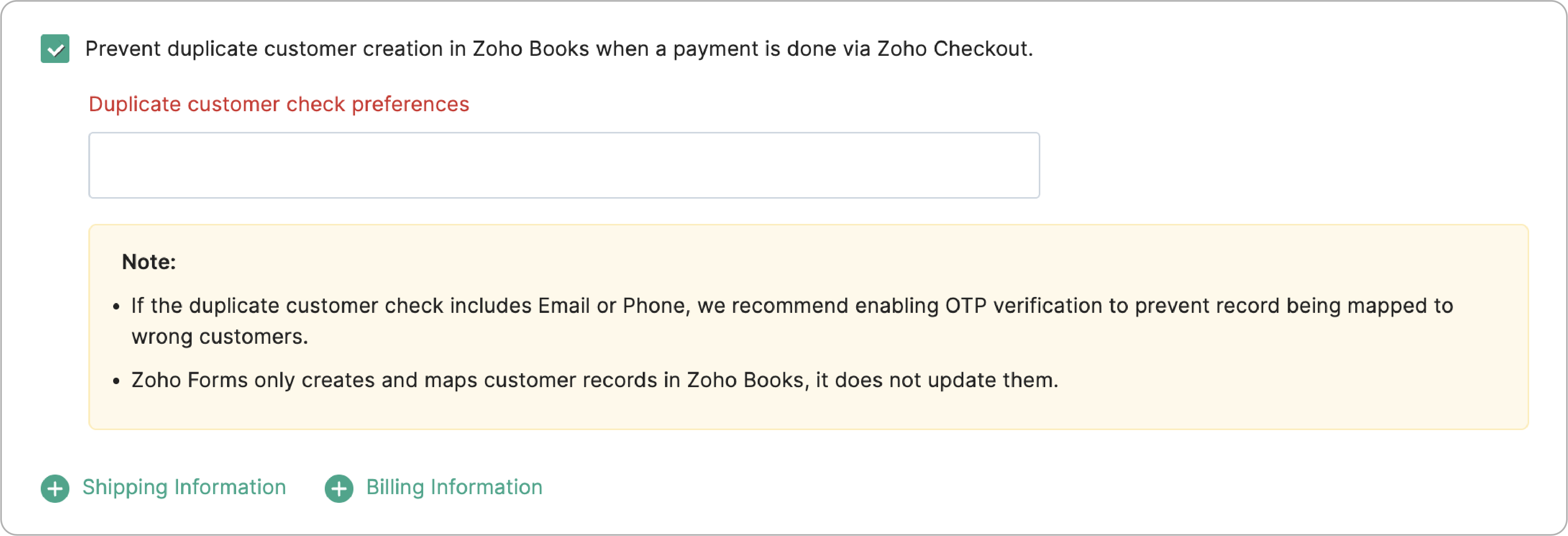 Duplicate customer check