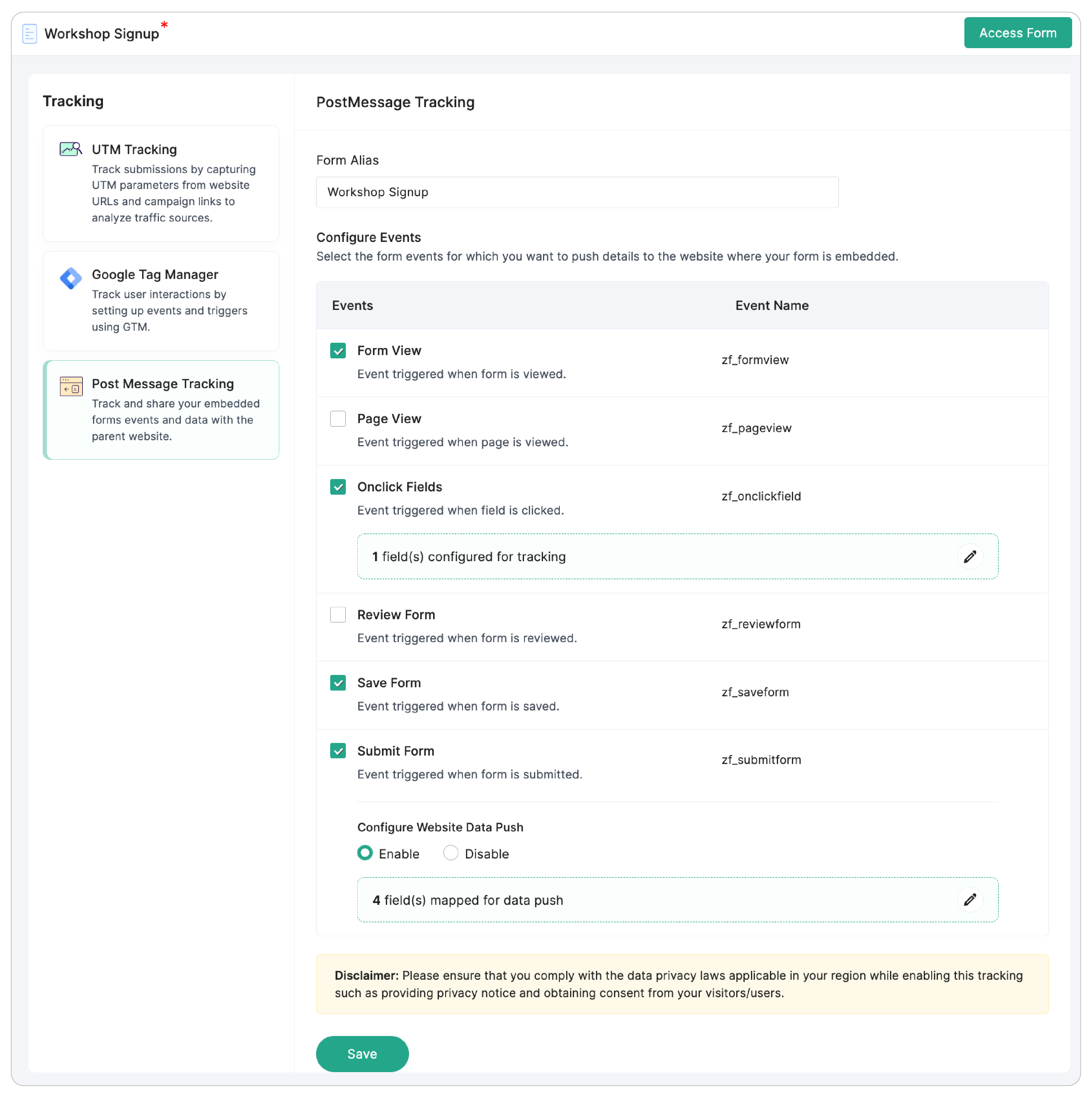 Configure Events