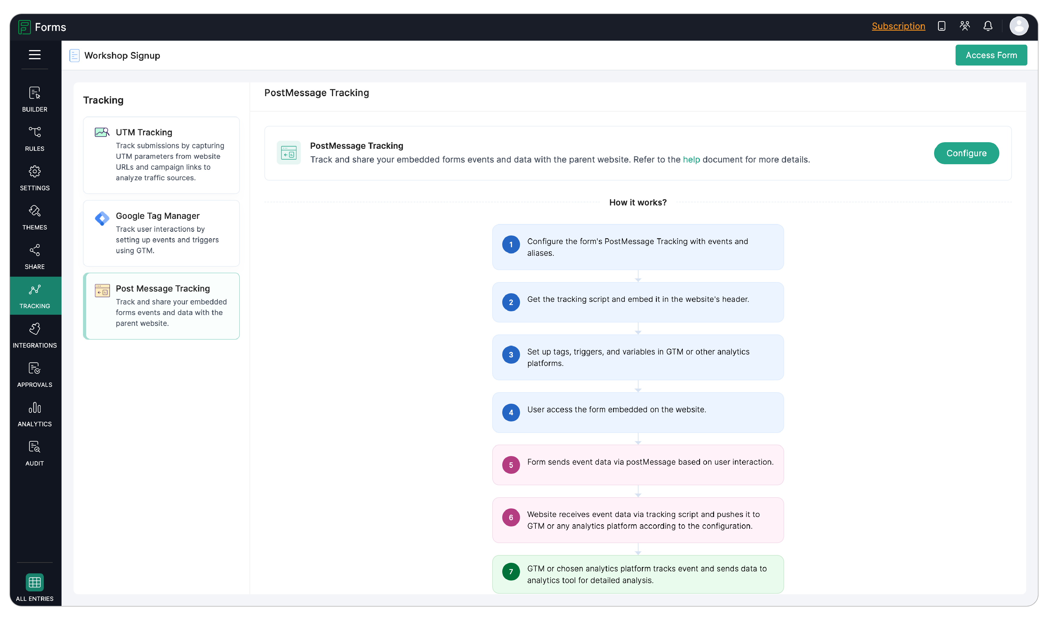 Configuring PostMessage Tracking
