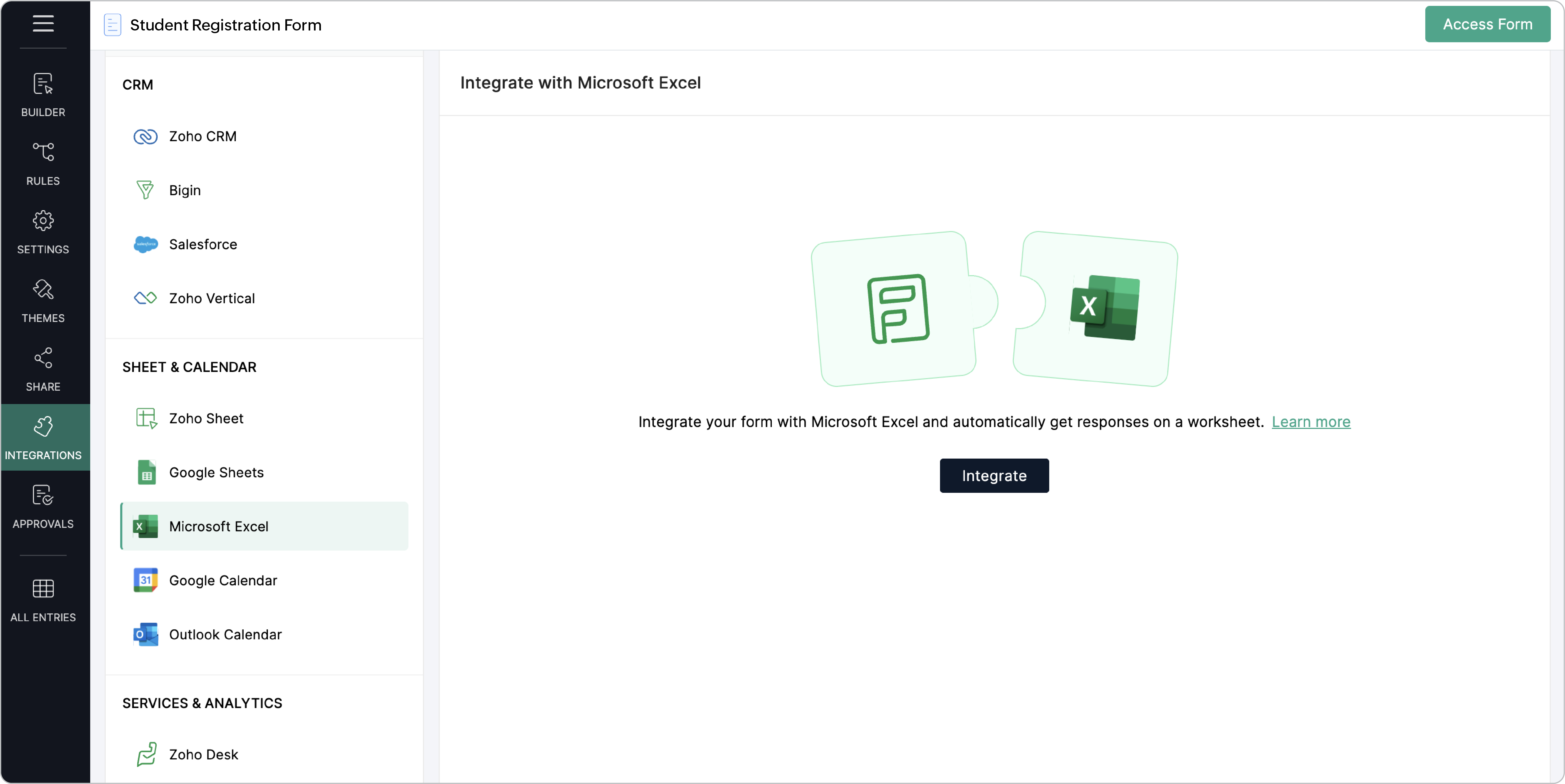 Integrate with Microsoft Excel