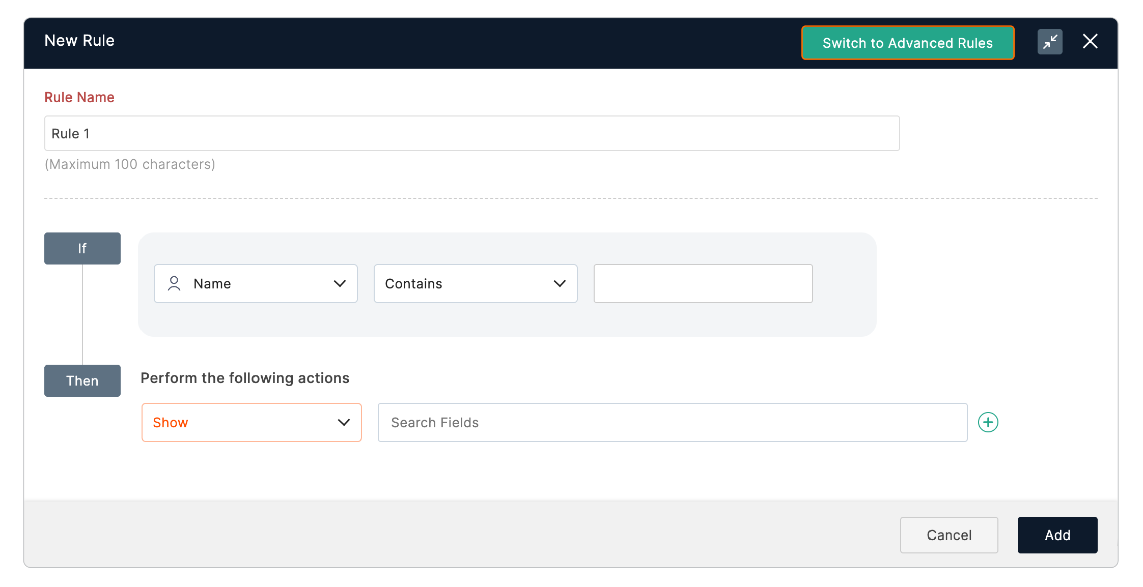 Switch to Advanced Rules