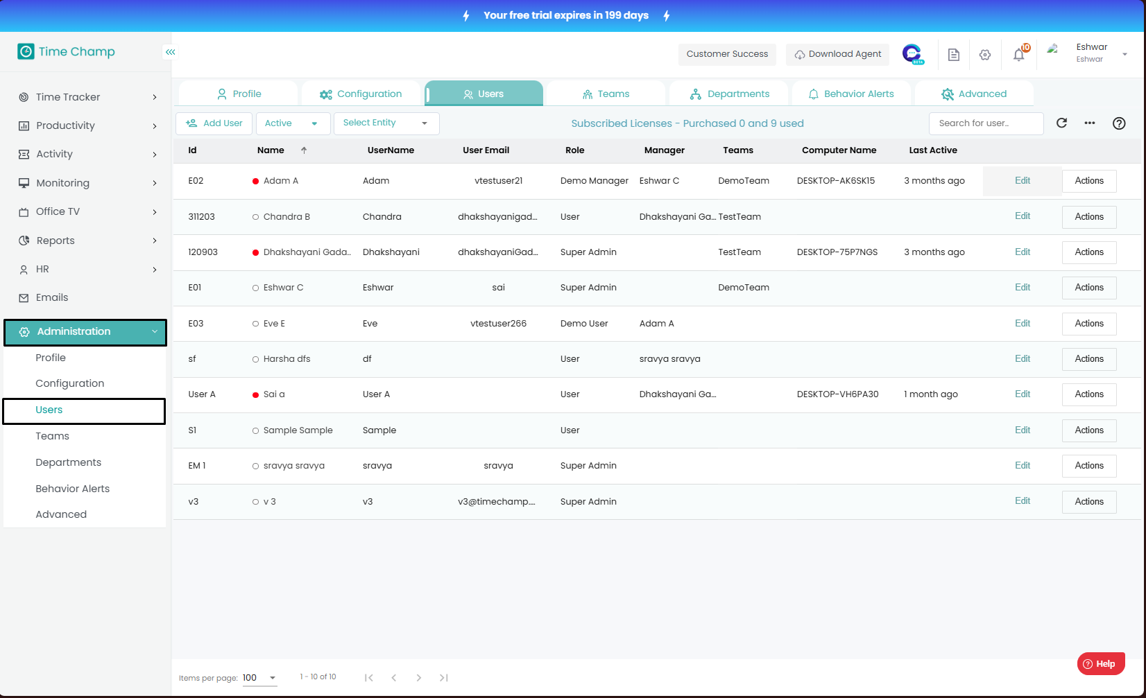 Installation for an existing User in the Time Champ Site