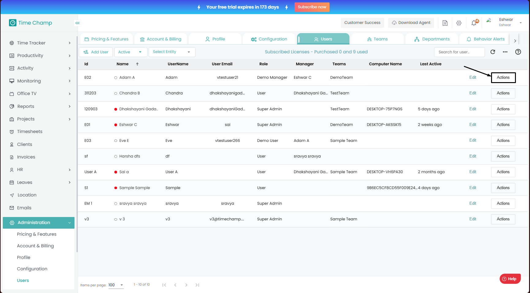 Installation for an existing User in the Time Champ Site