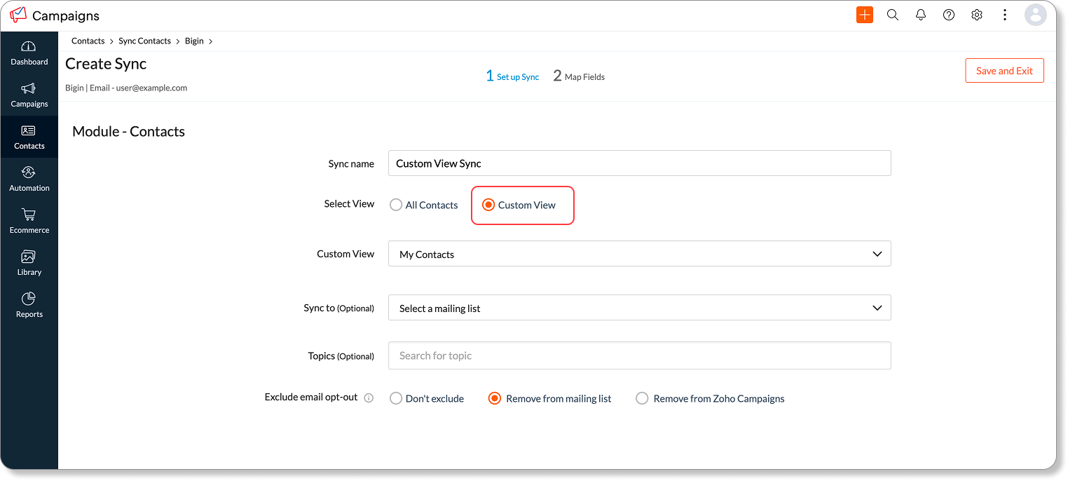 Note the custom view syncs separately