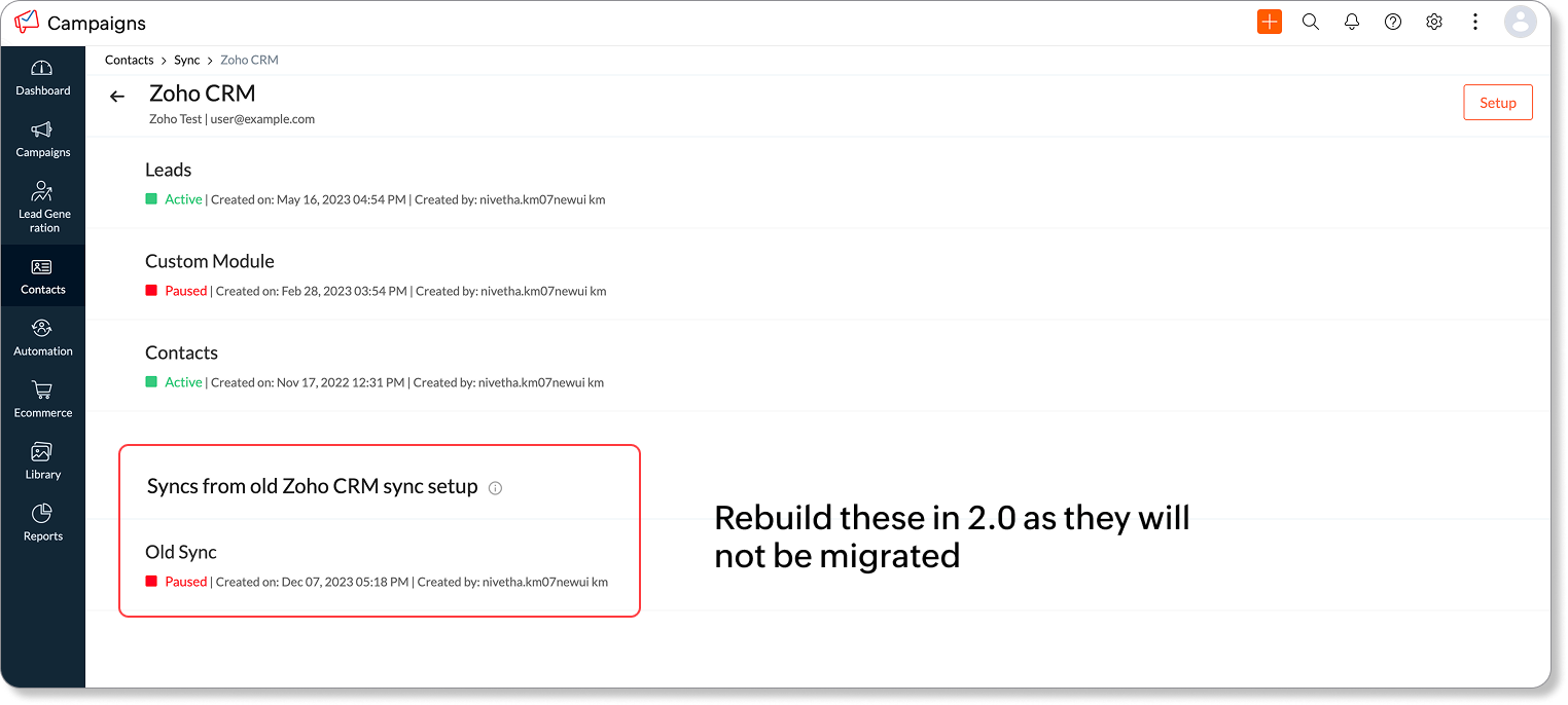 Note down and rebuild sync configurations