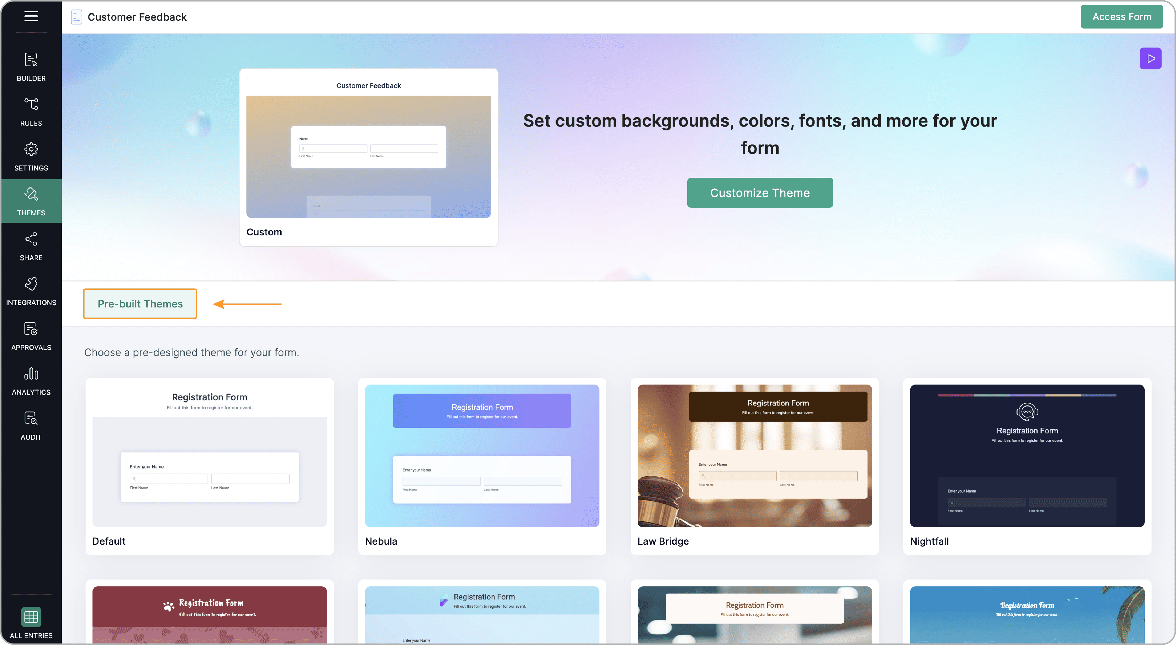 Pre-built Themes