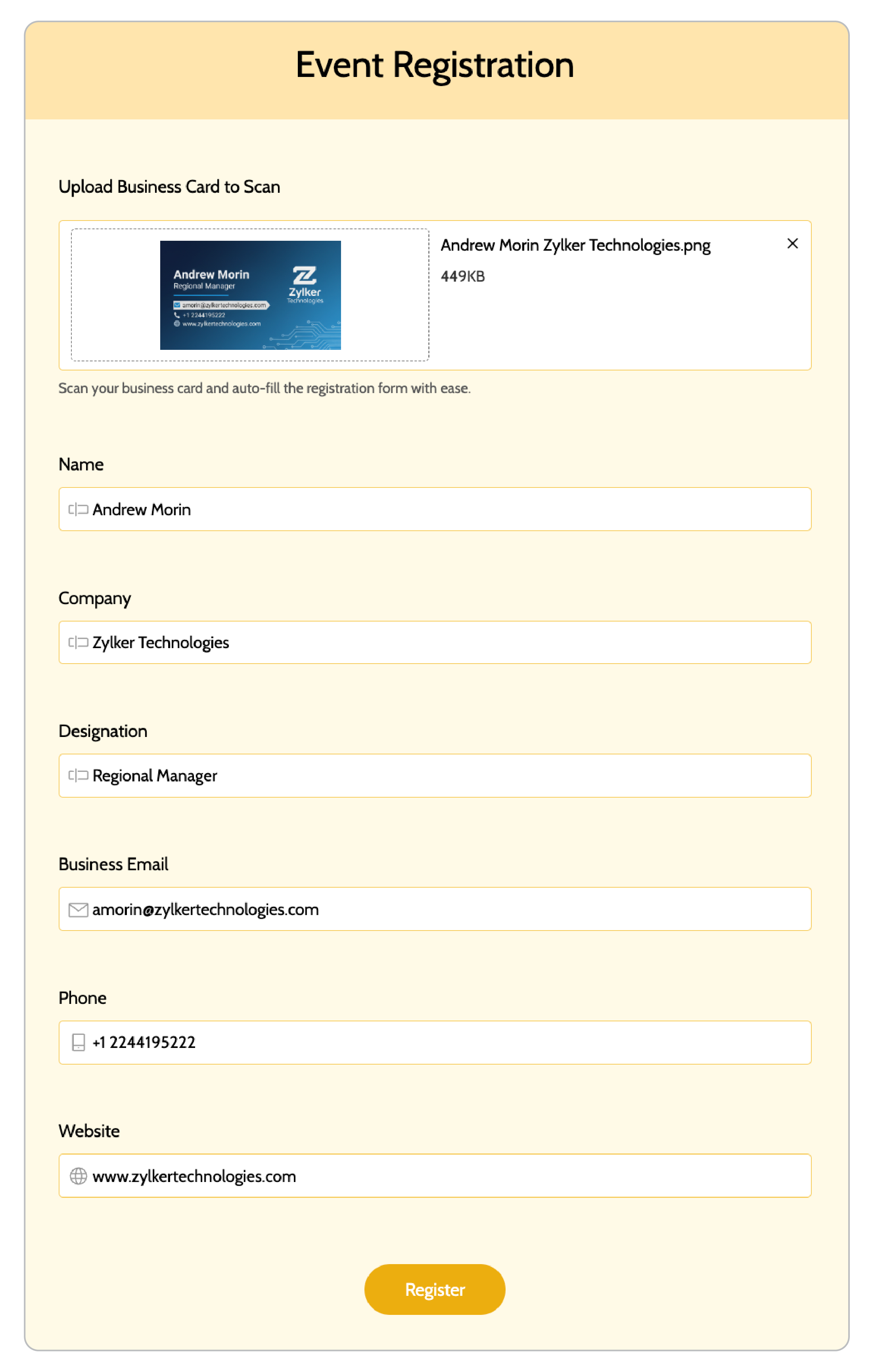 Auto-fill live form from extracted data