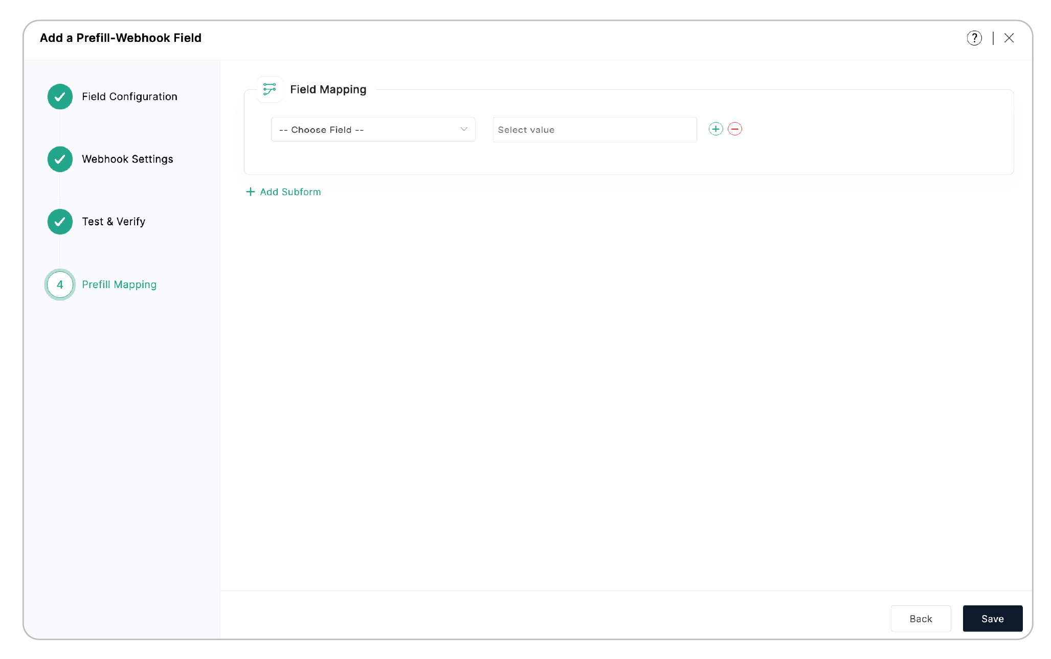 Prefill Mapping - Choose a Field