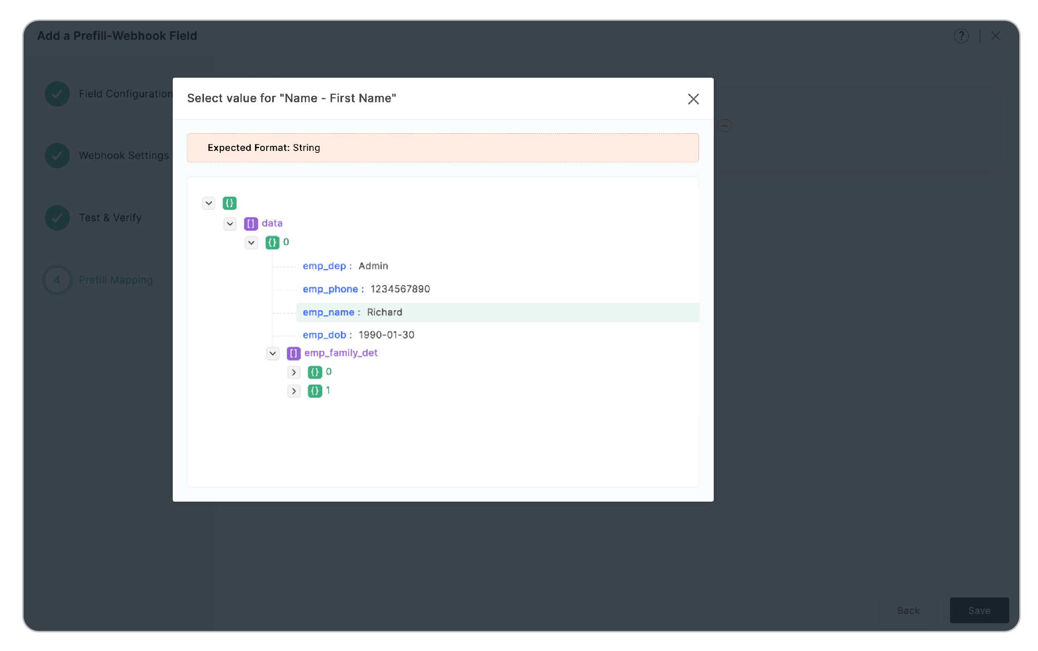 Select value in JSON response to map