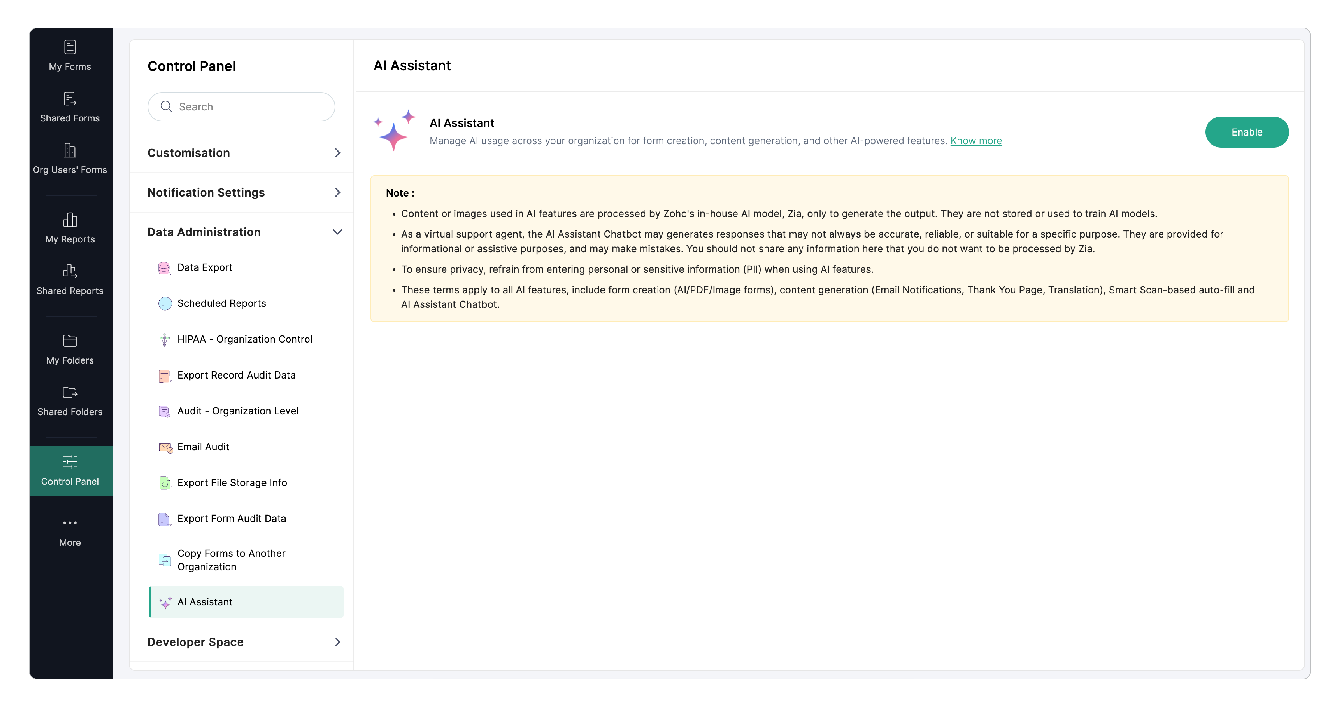Enable AI Assistant