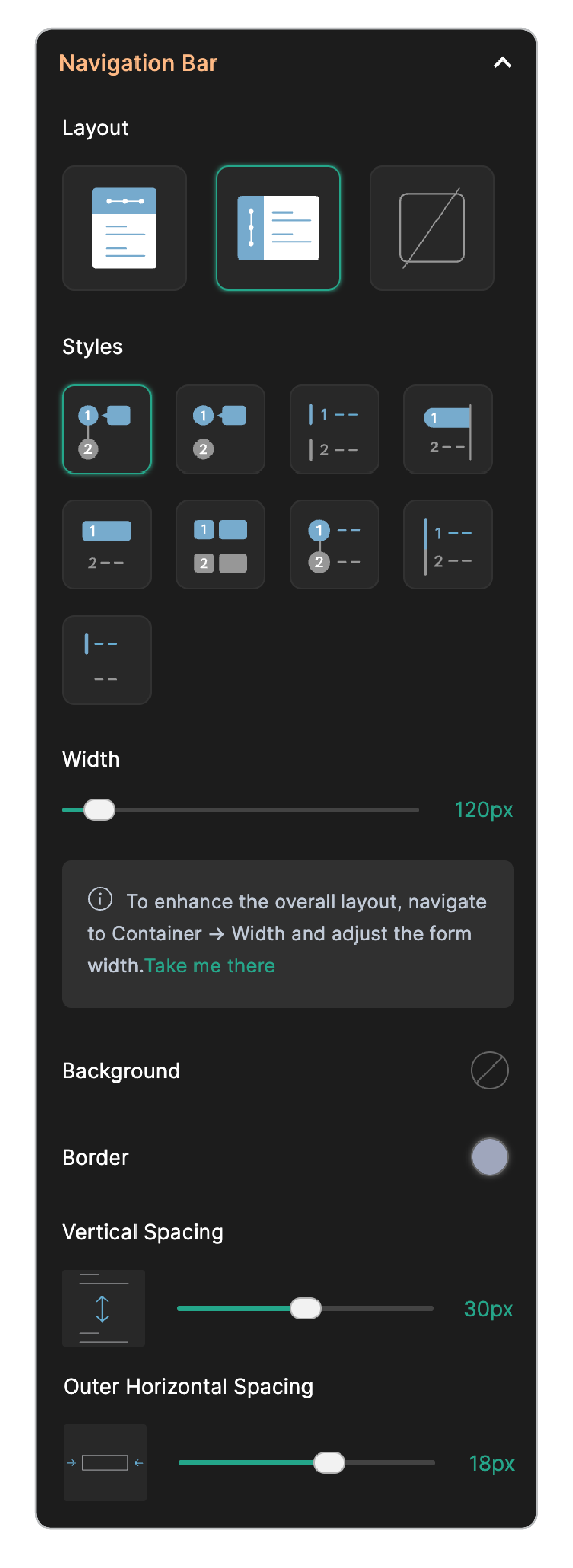 Navigation Bar Left Layout