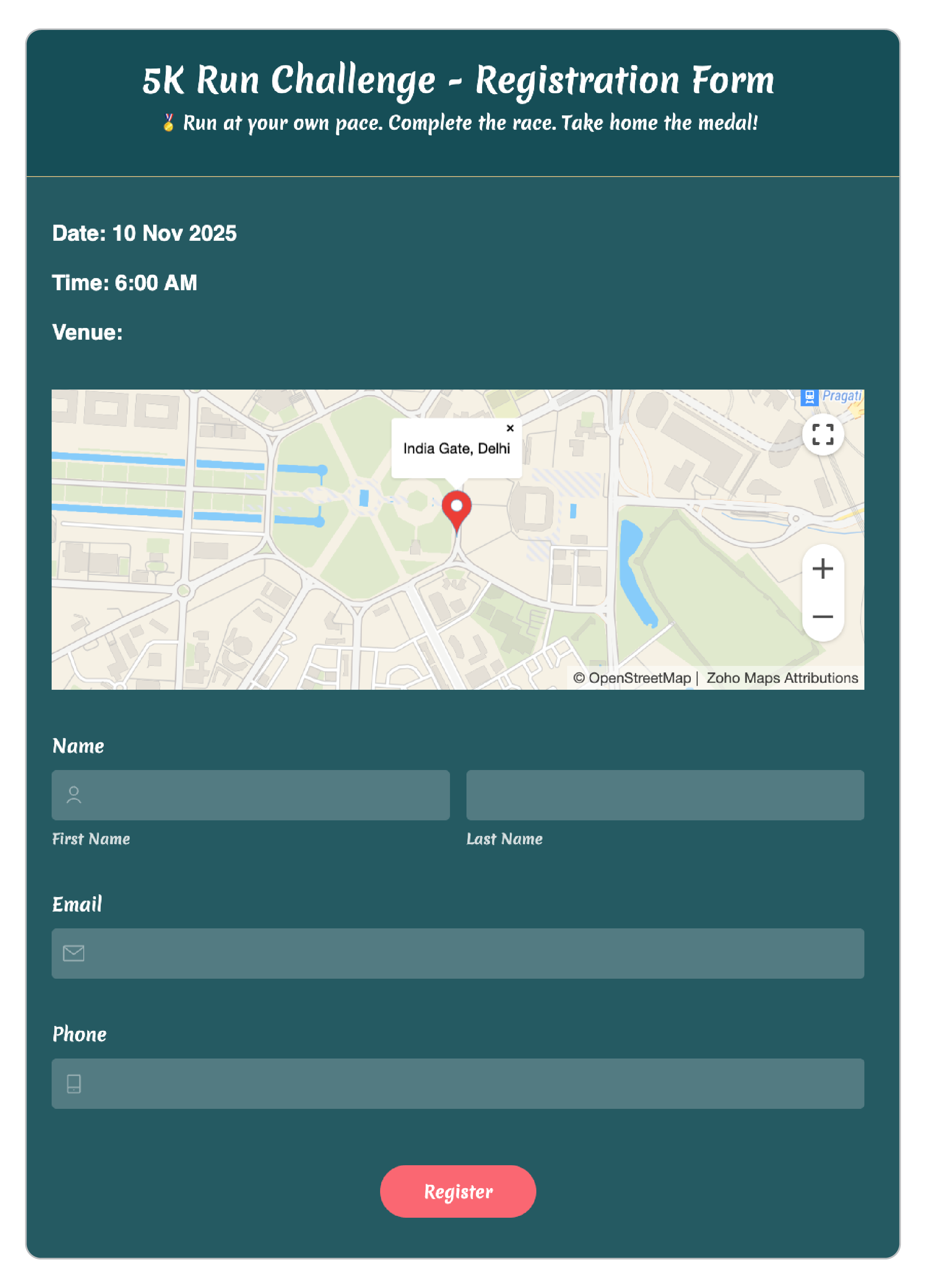 Map Location field in live form