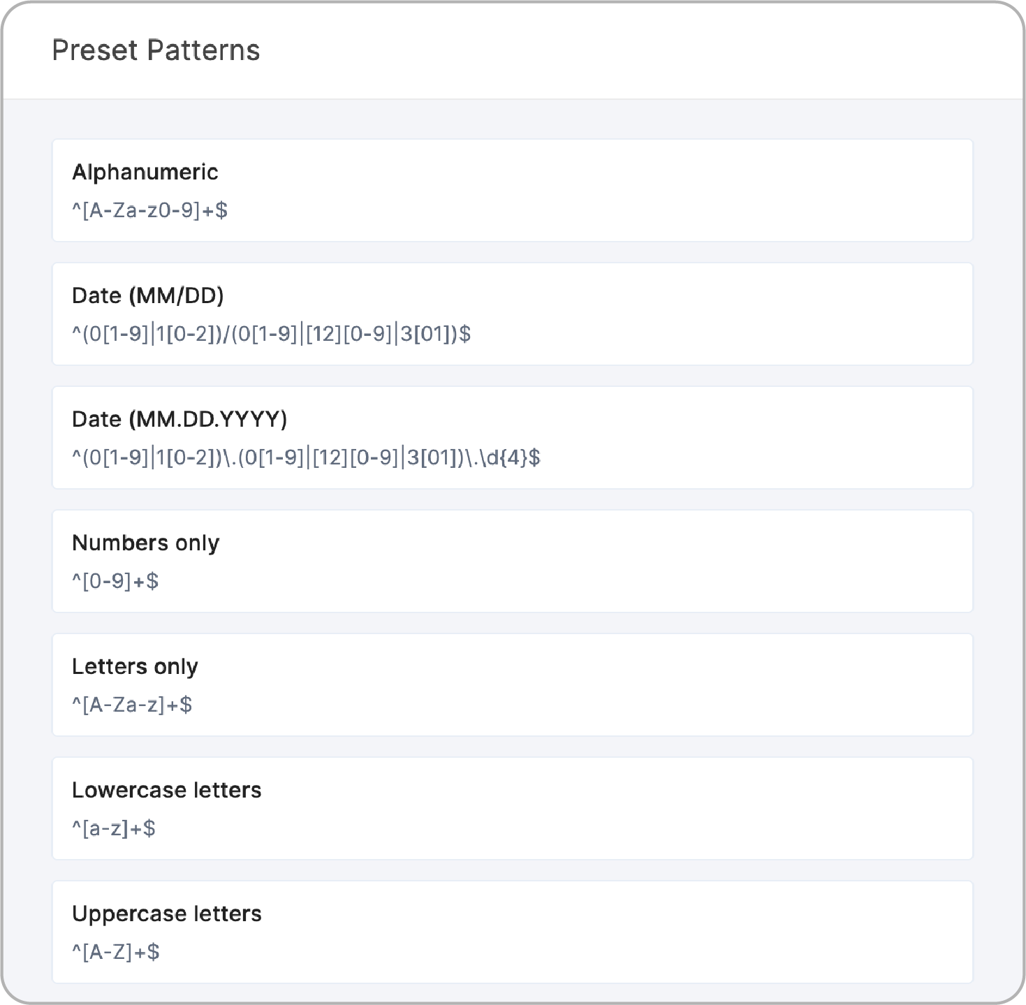 Preset Patterns