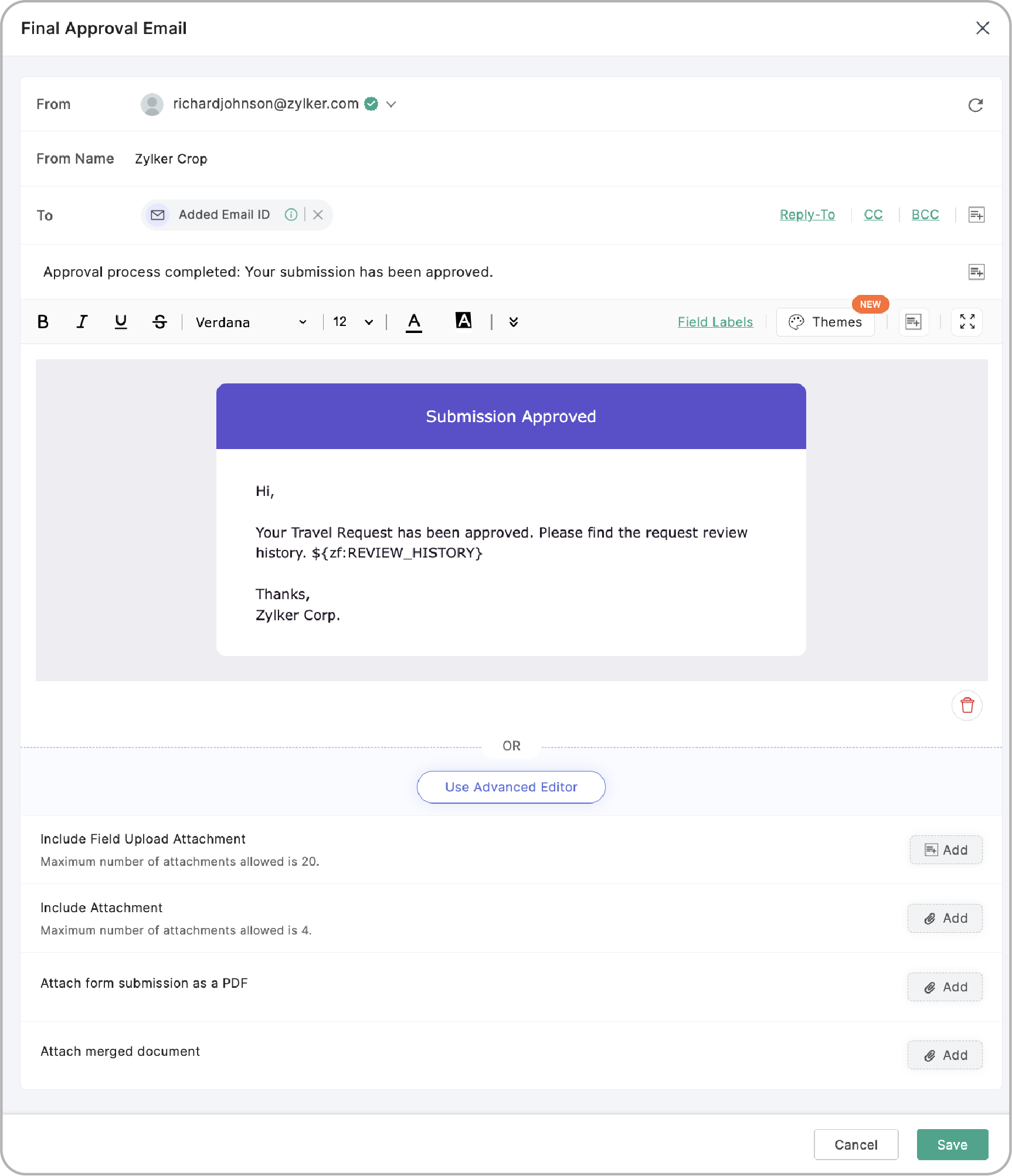 Final Approval Email