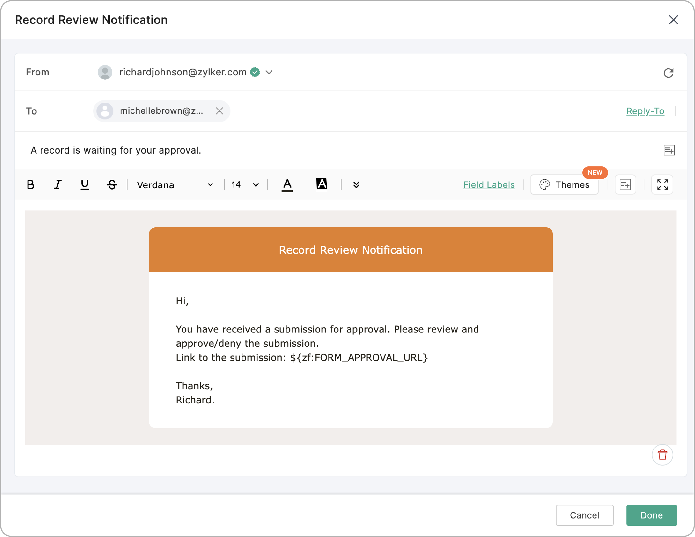 Record Review Notification
