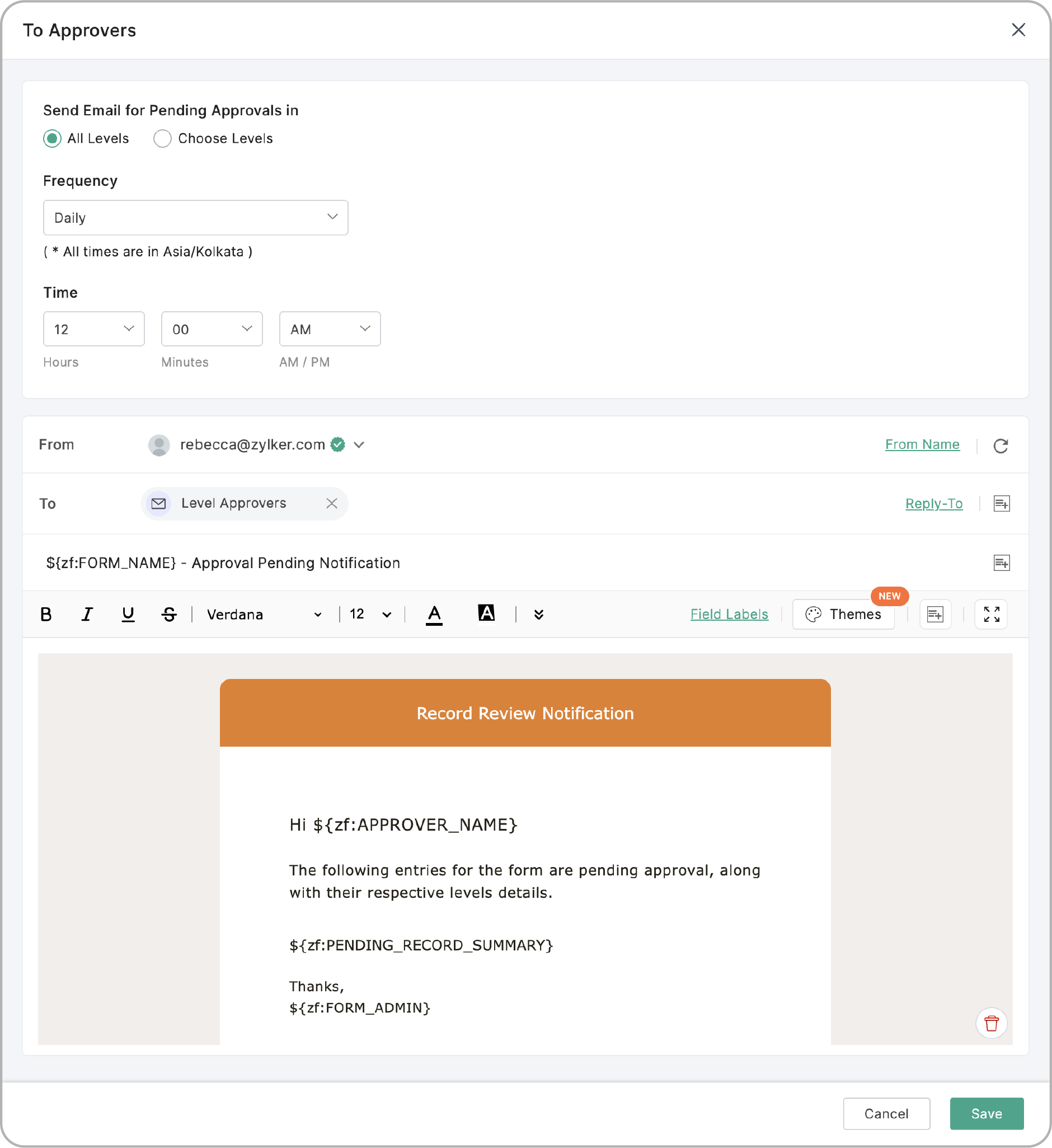 Notification To Approvers