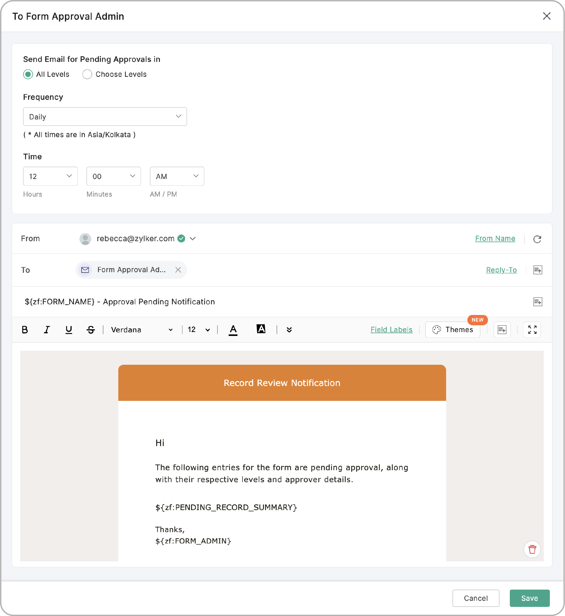 Notification To Form Approval Admin