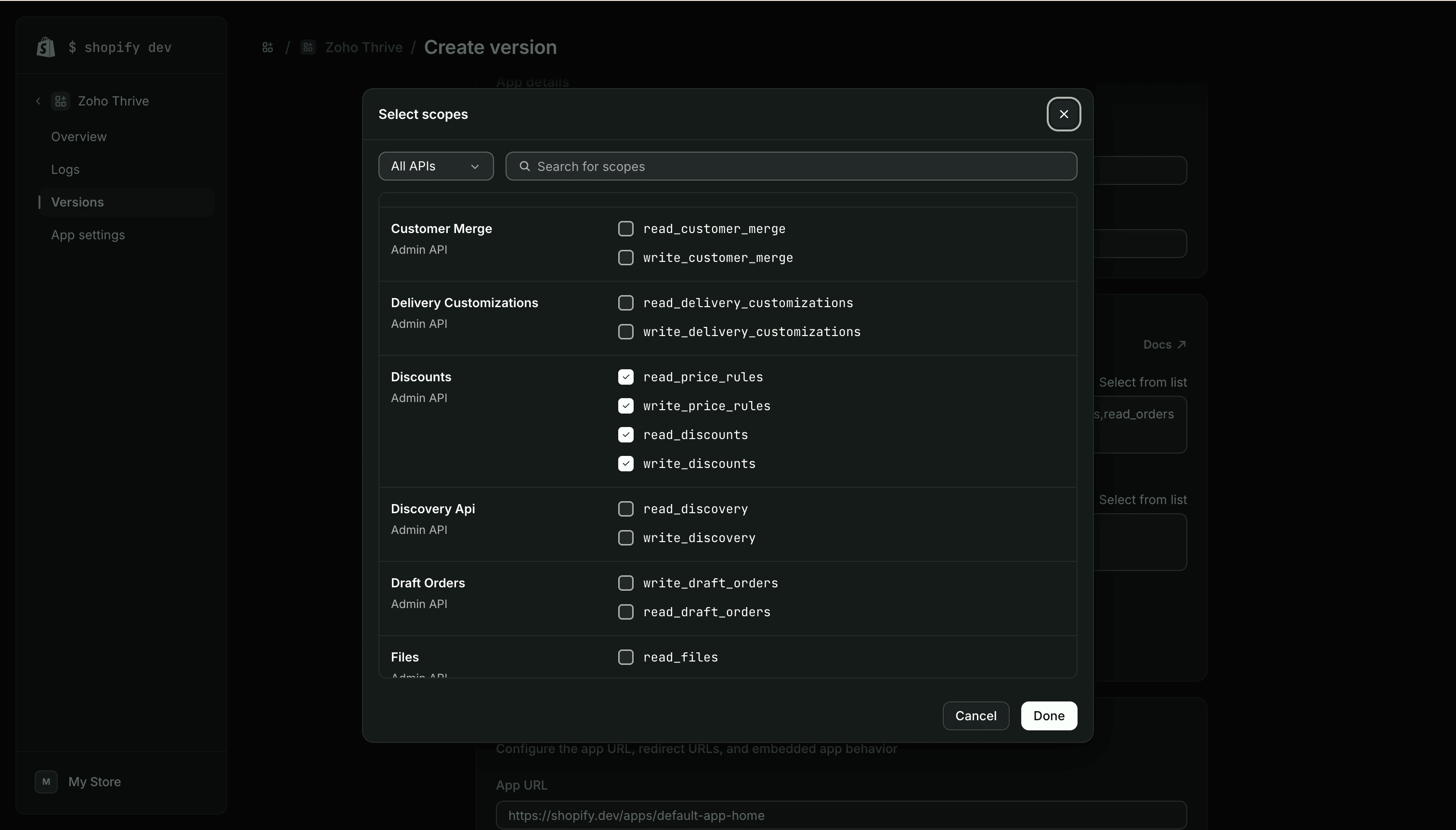 Shopify Scope