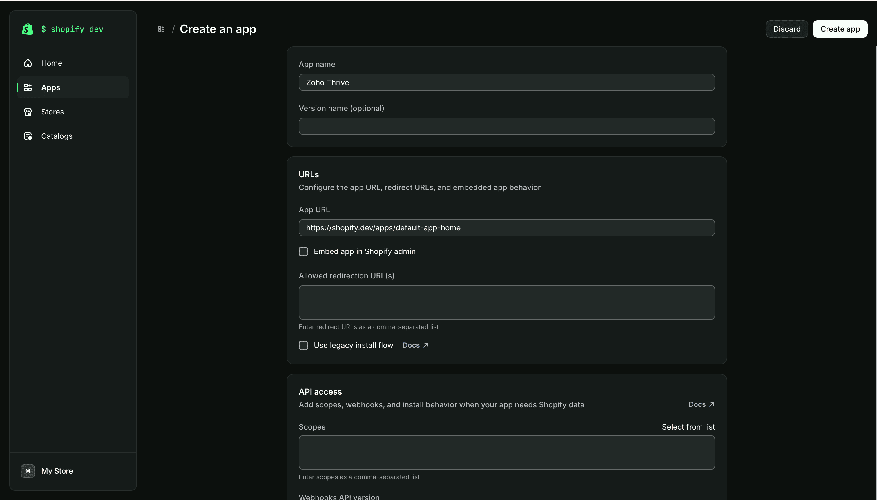 Disable the Embed app in Shopify admin checkbox
