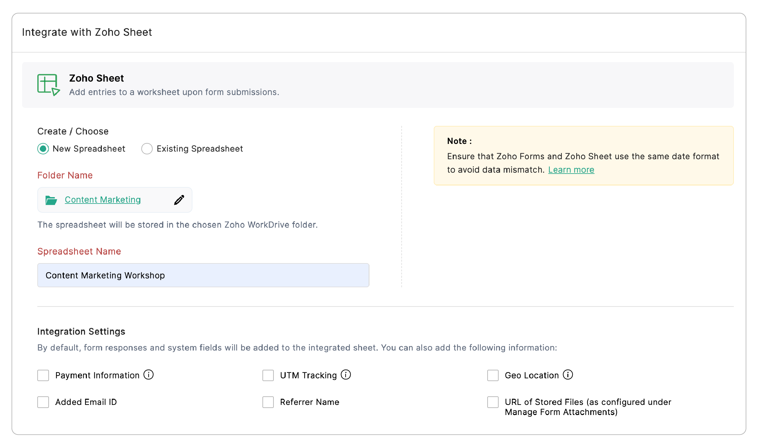 Integration Settings