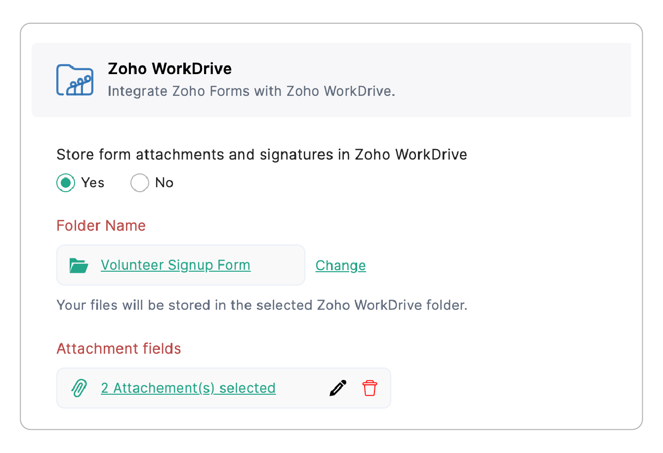 Save attachments to Zoho WorkDrive