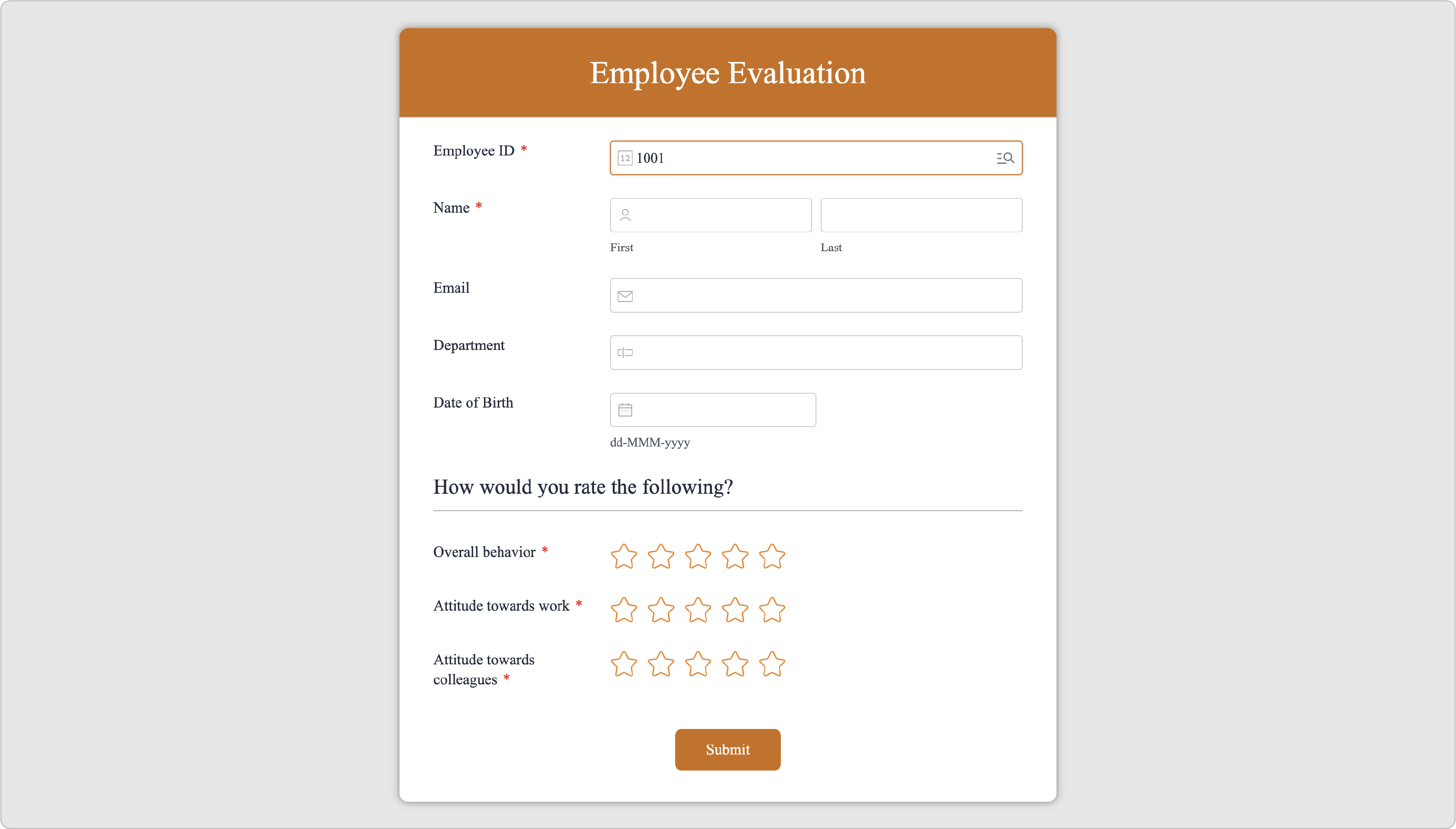 Employee enters the Employee ID