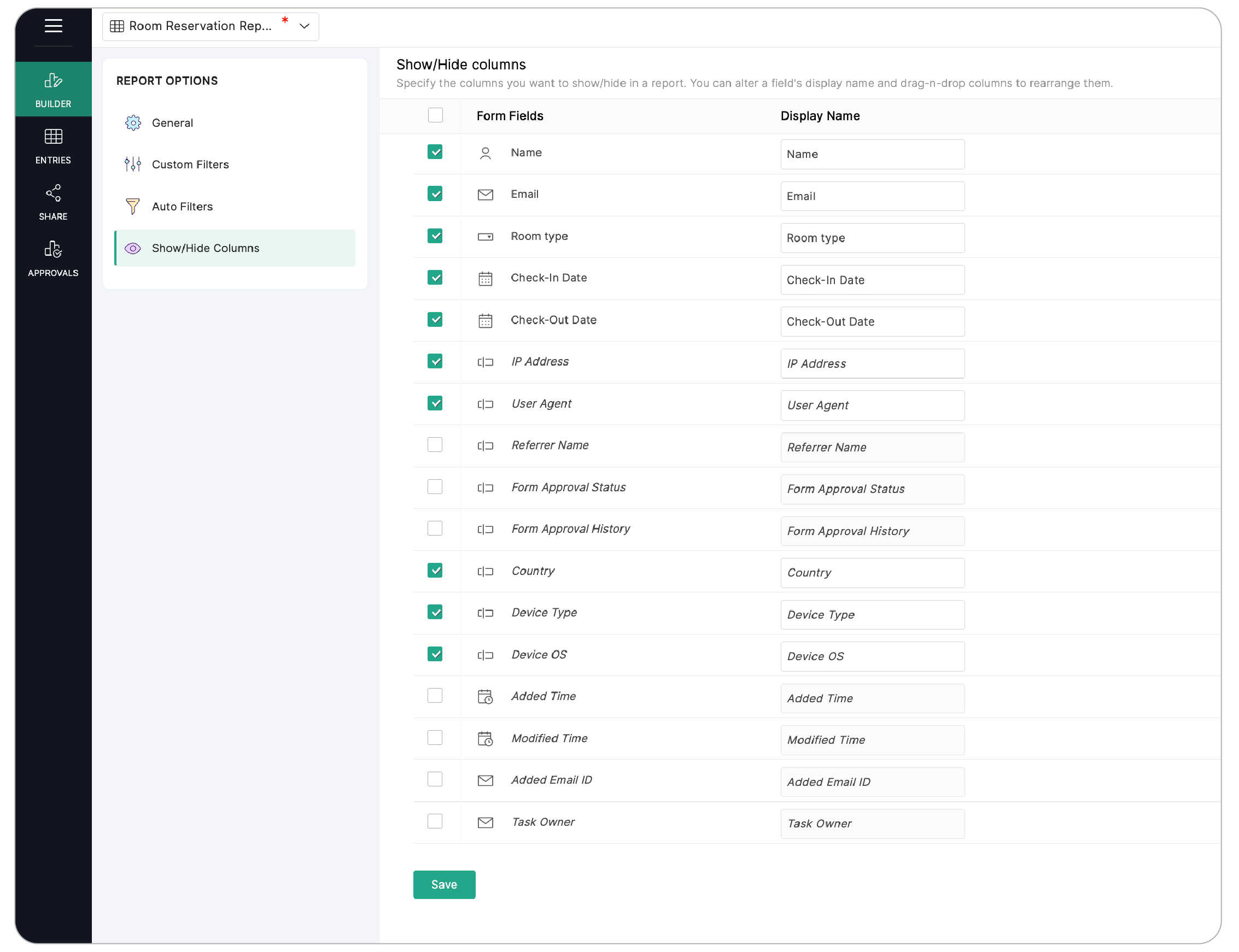 View collected respondent details in Reports