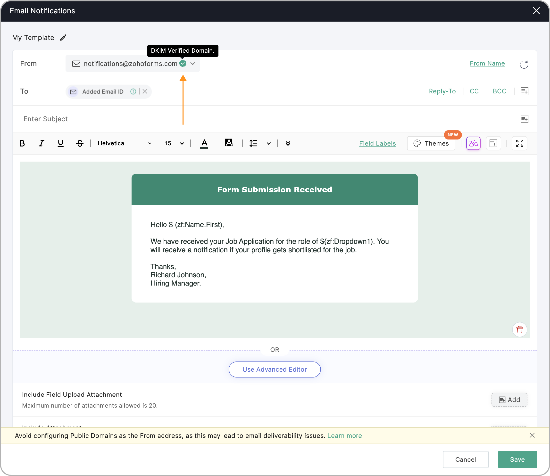 DKIM Verification Status
