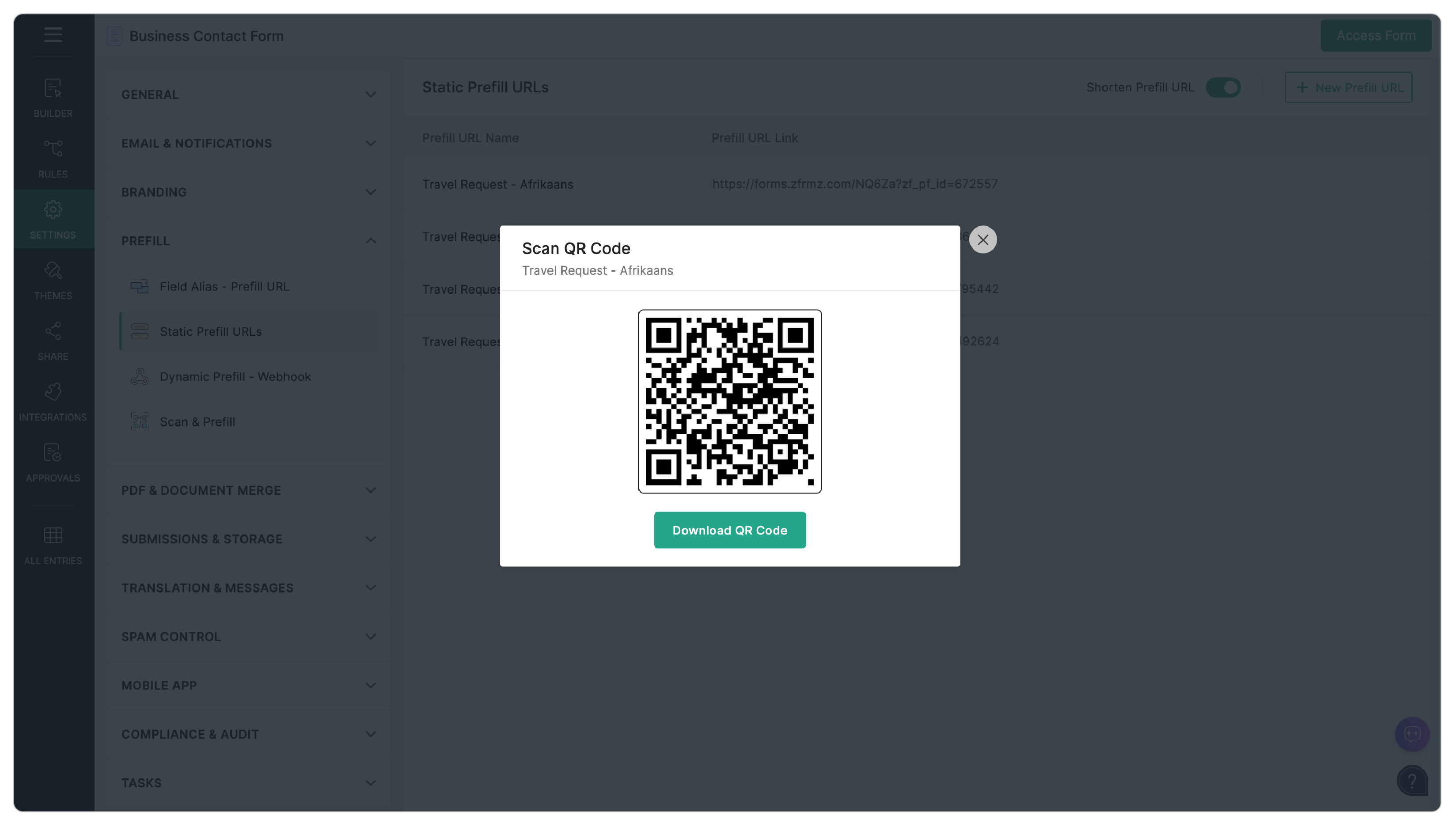 Generated QR Codes