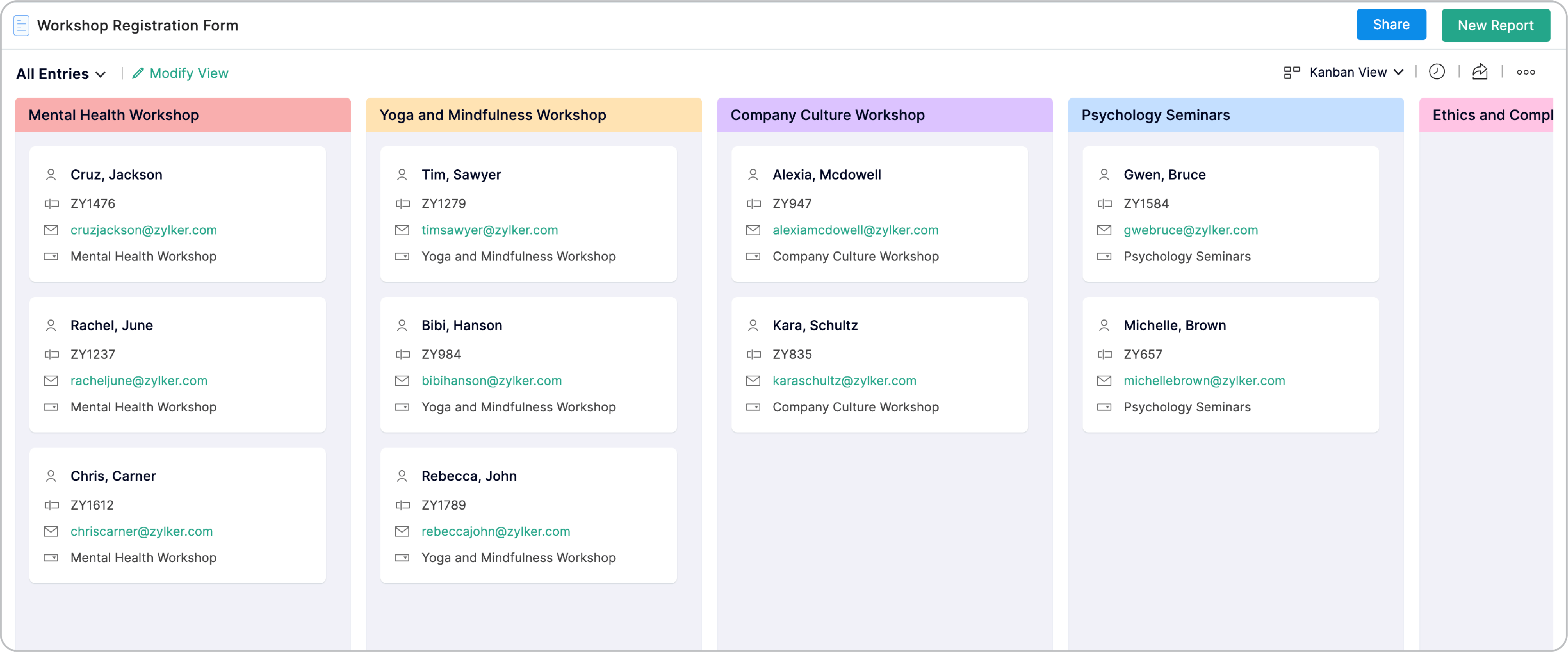 Kanban View All Entries