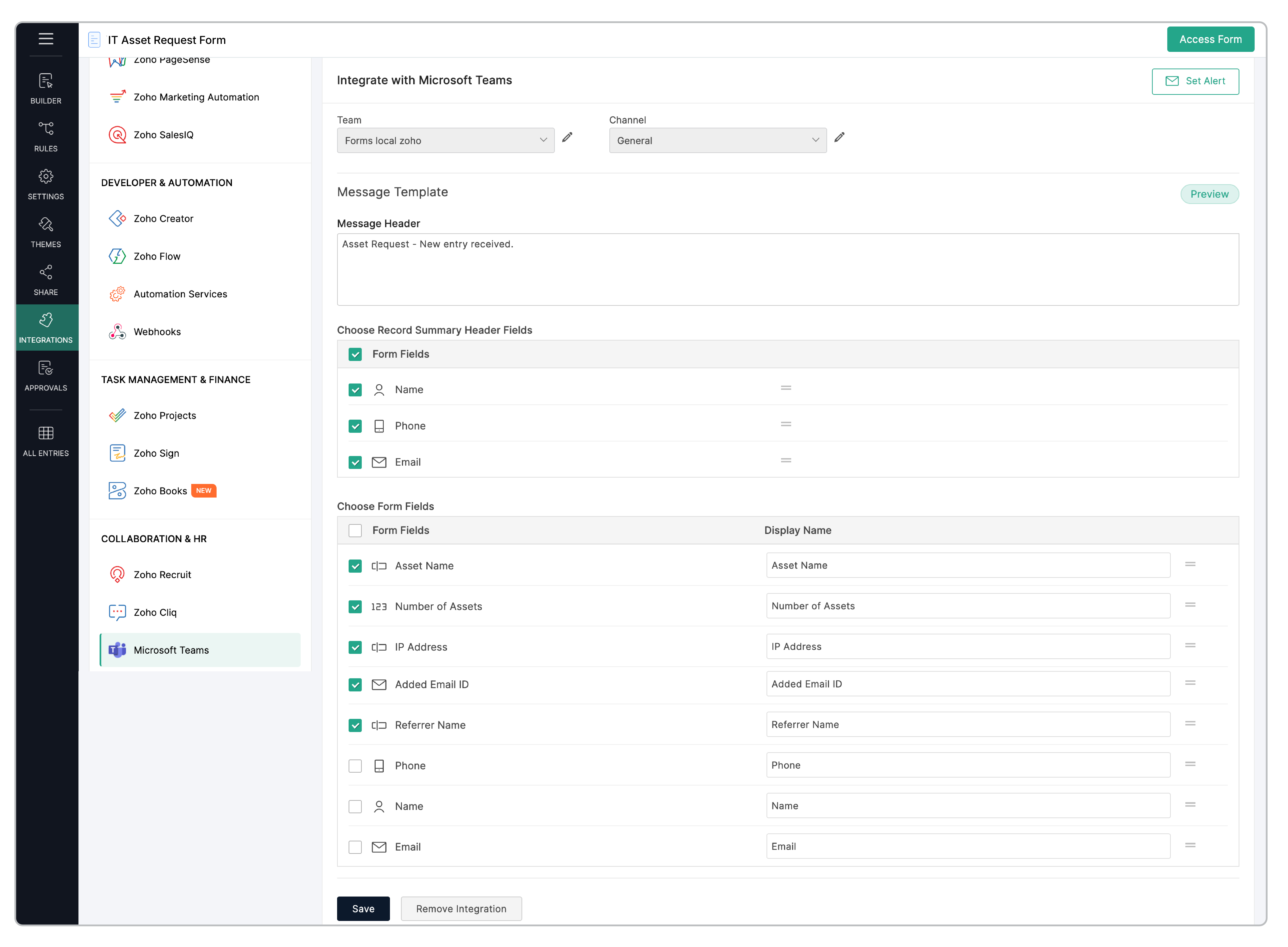 Microsoft Teams Integration setup