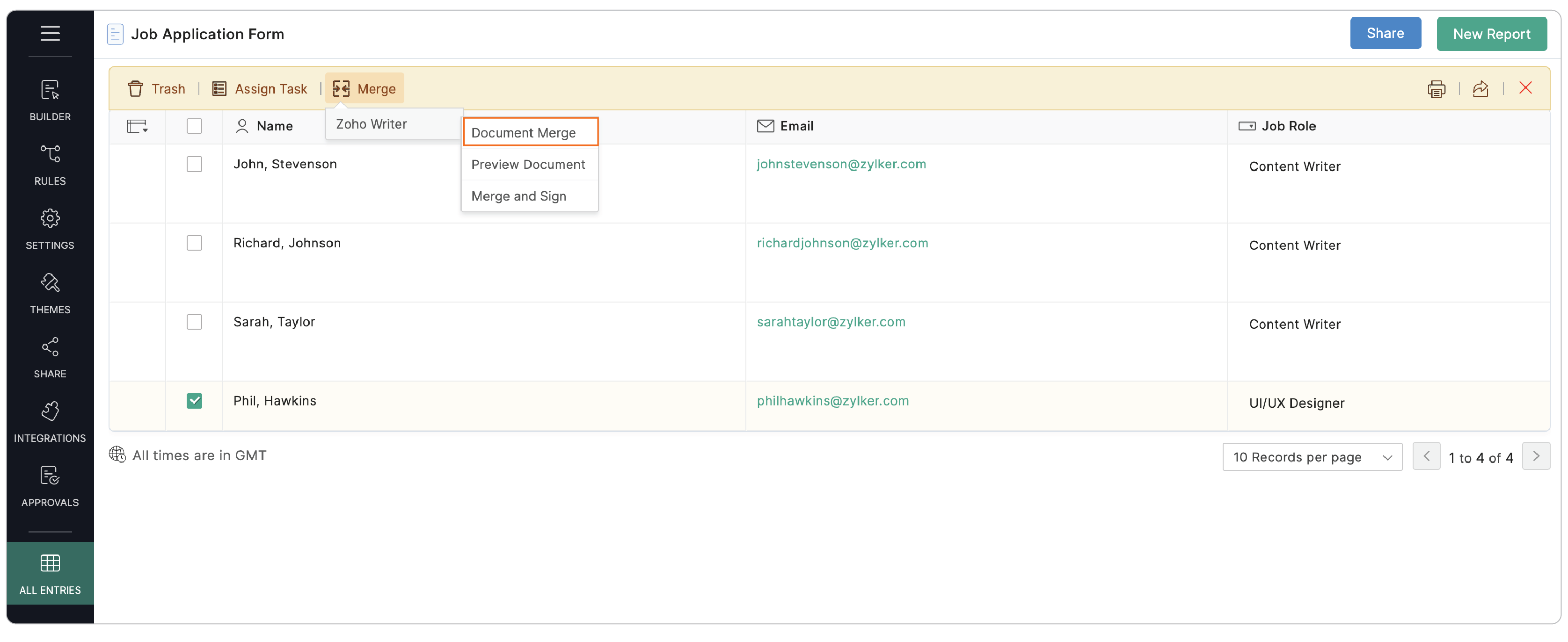 Manually merge a form response 
