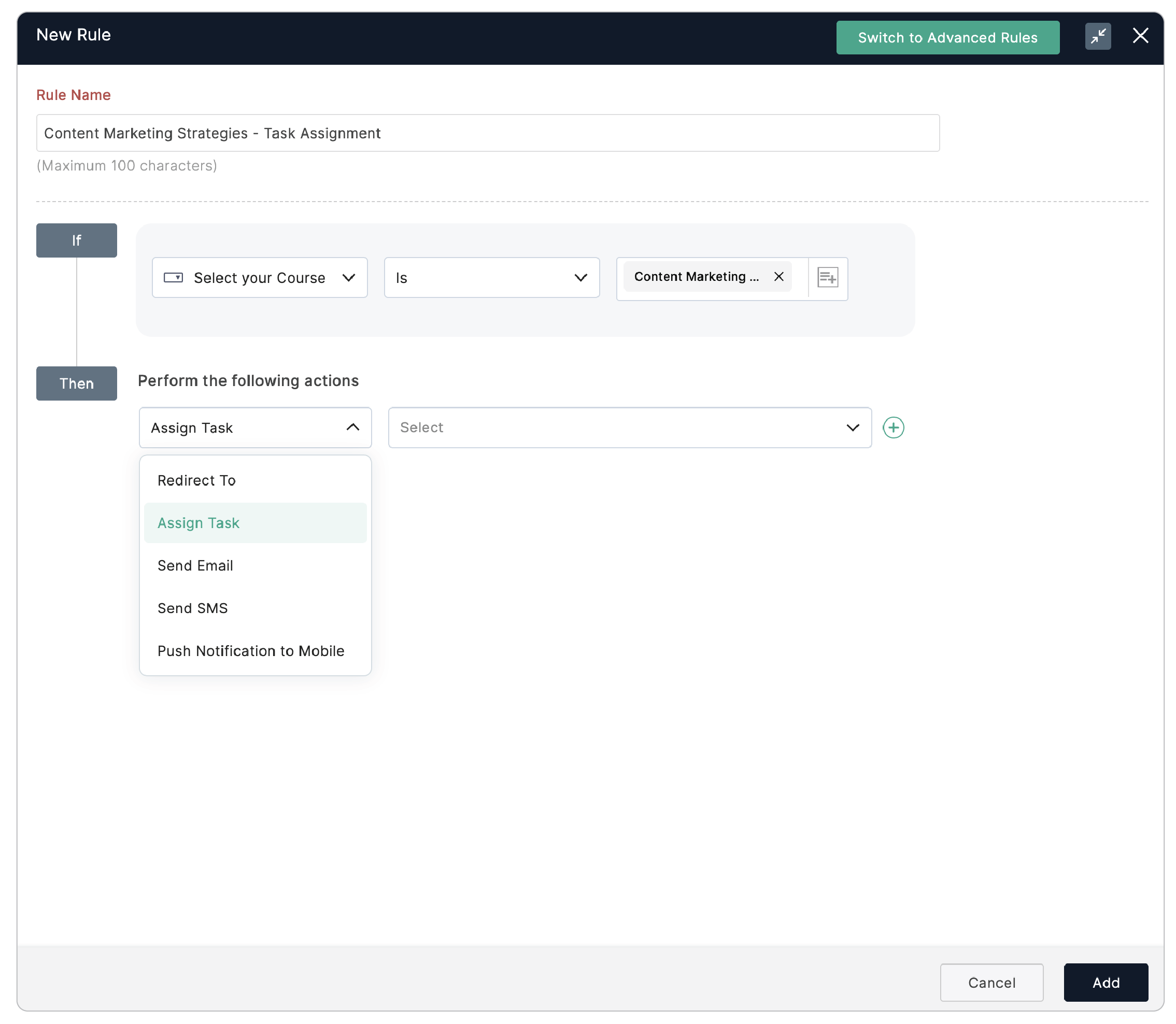 Form Rules to Assign Task
