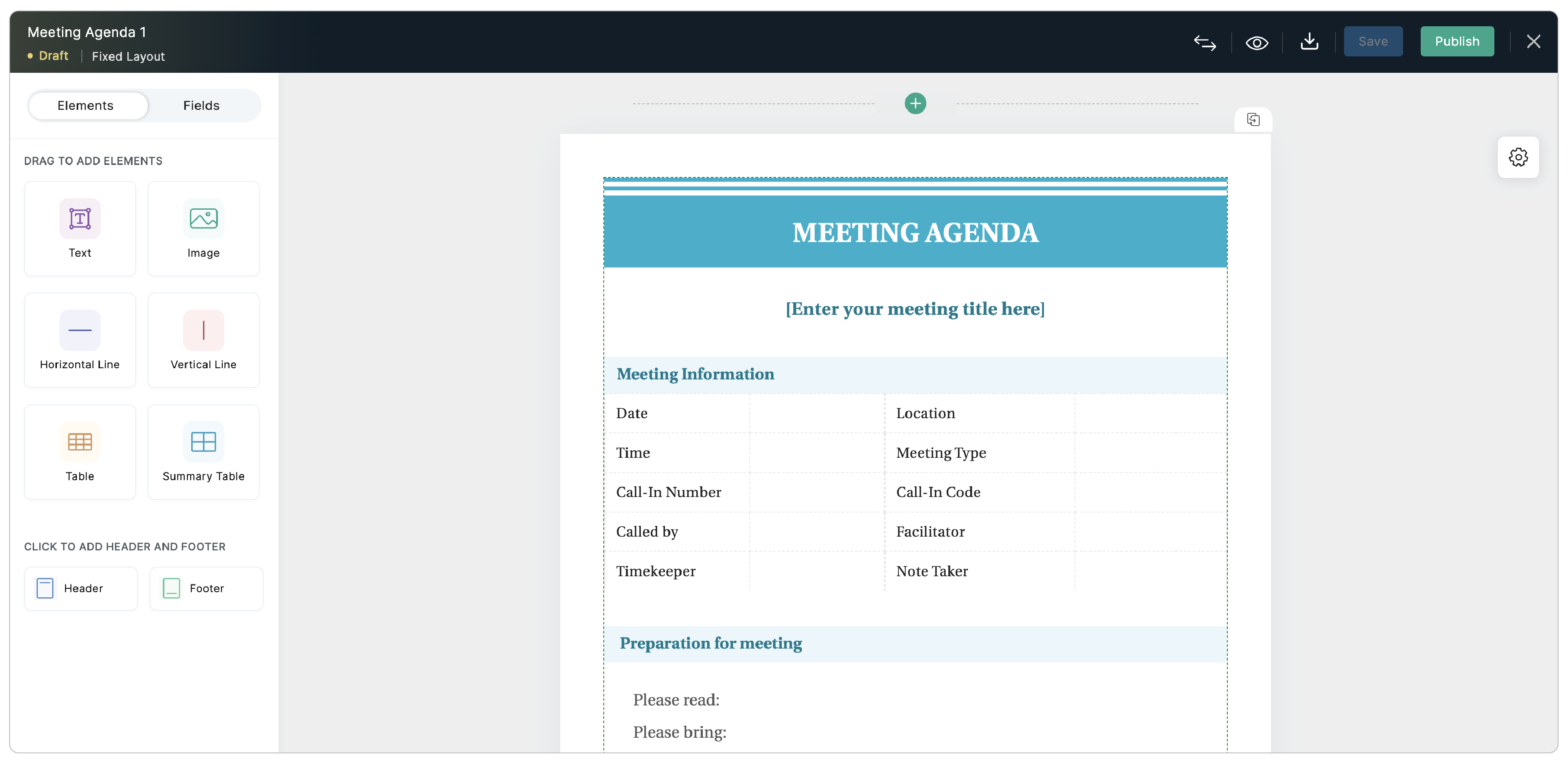 Save or Publish Template