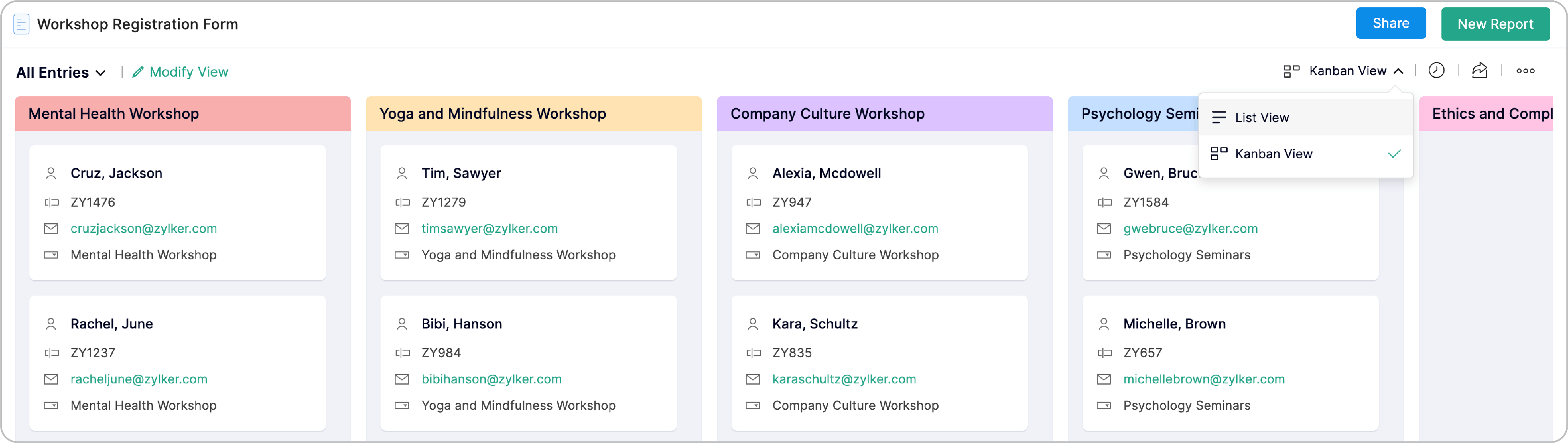 Switching from kanban to list view