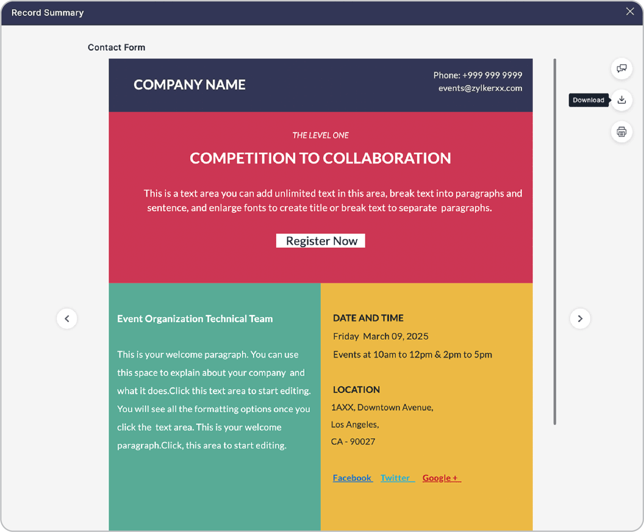 Download record summary