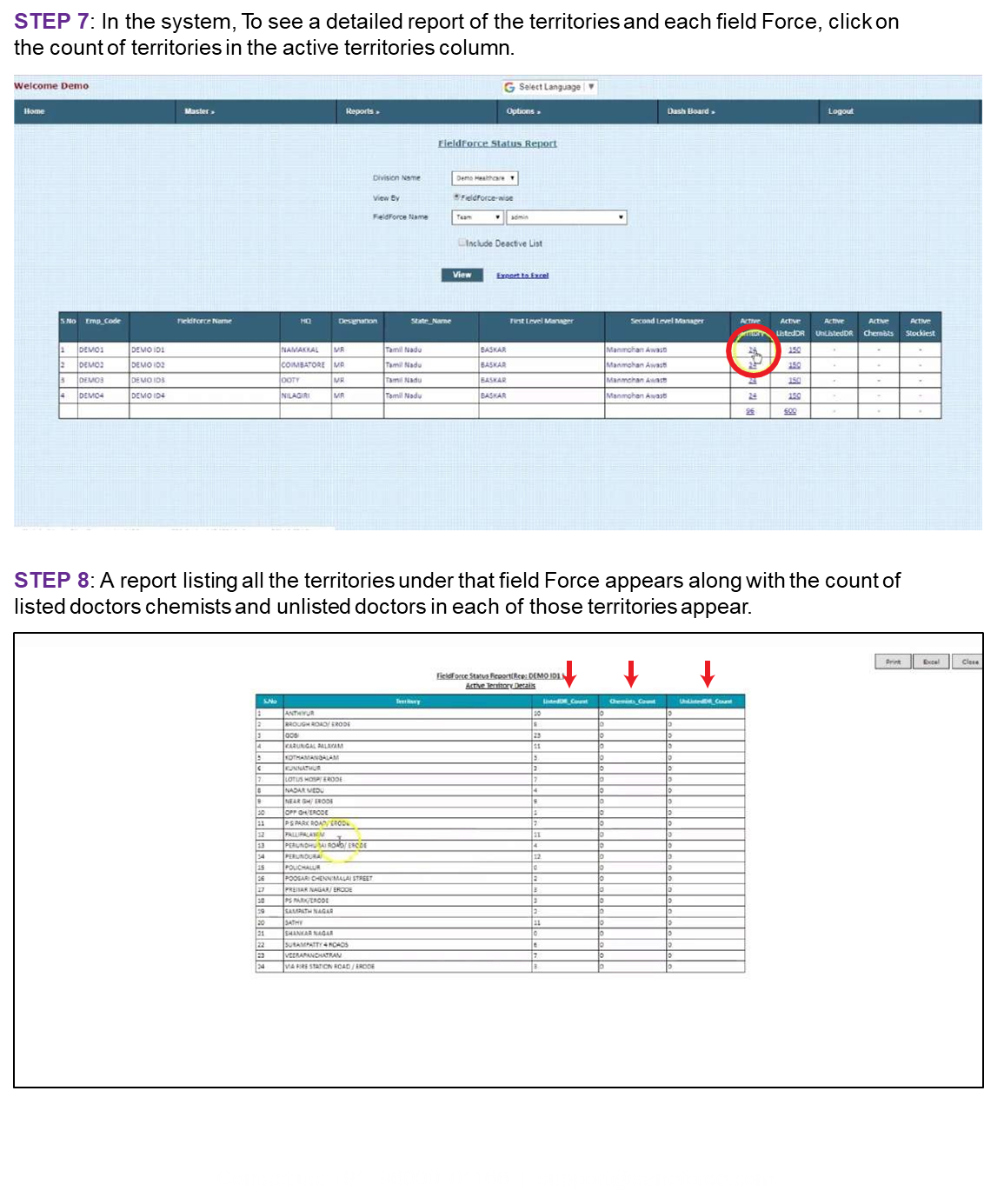 How to Check Fieldforce wise Territory, Listed Doctors, Chemists and ...