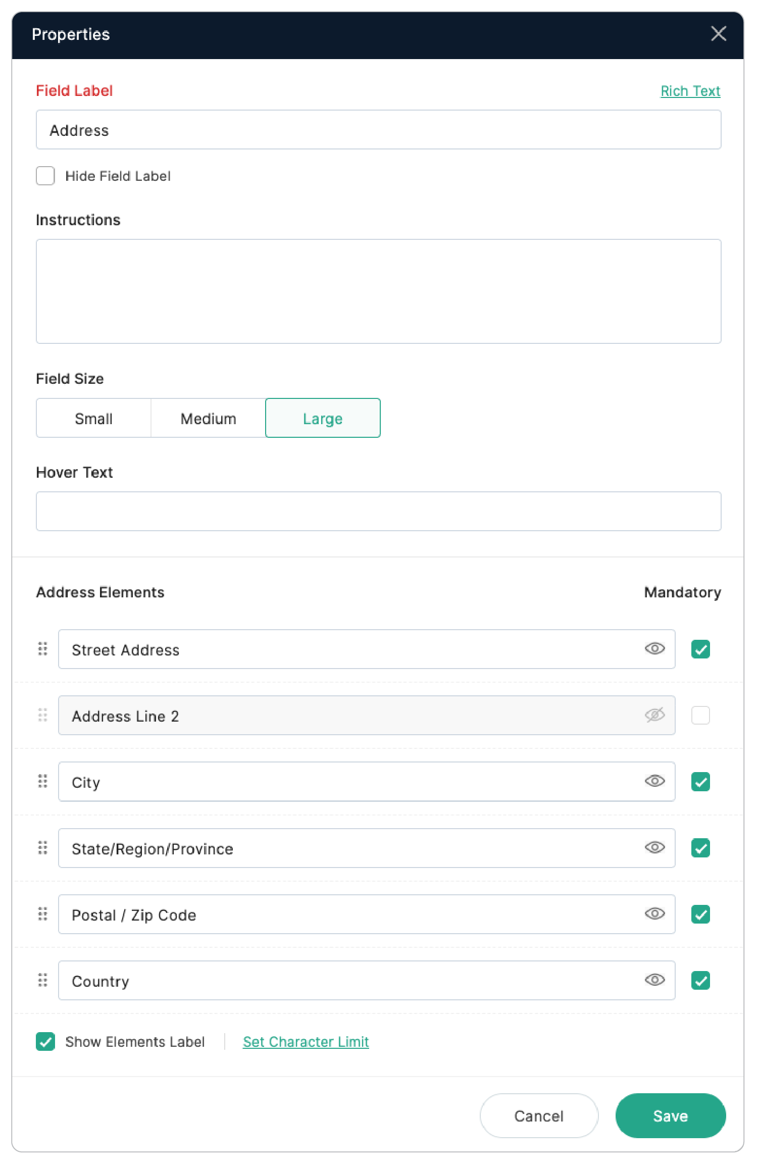 Making Address elements mandatory
