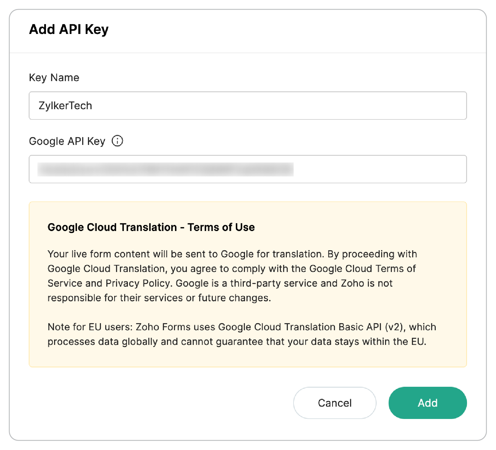Add API Key