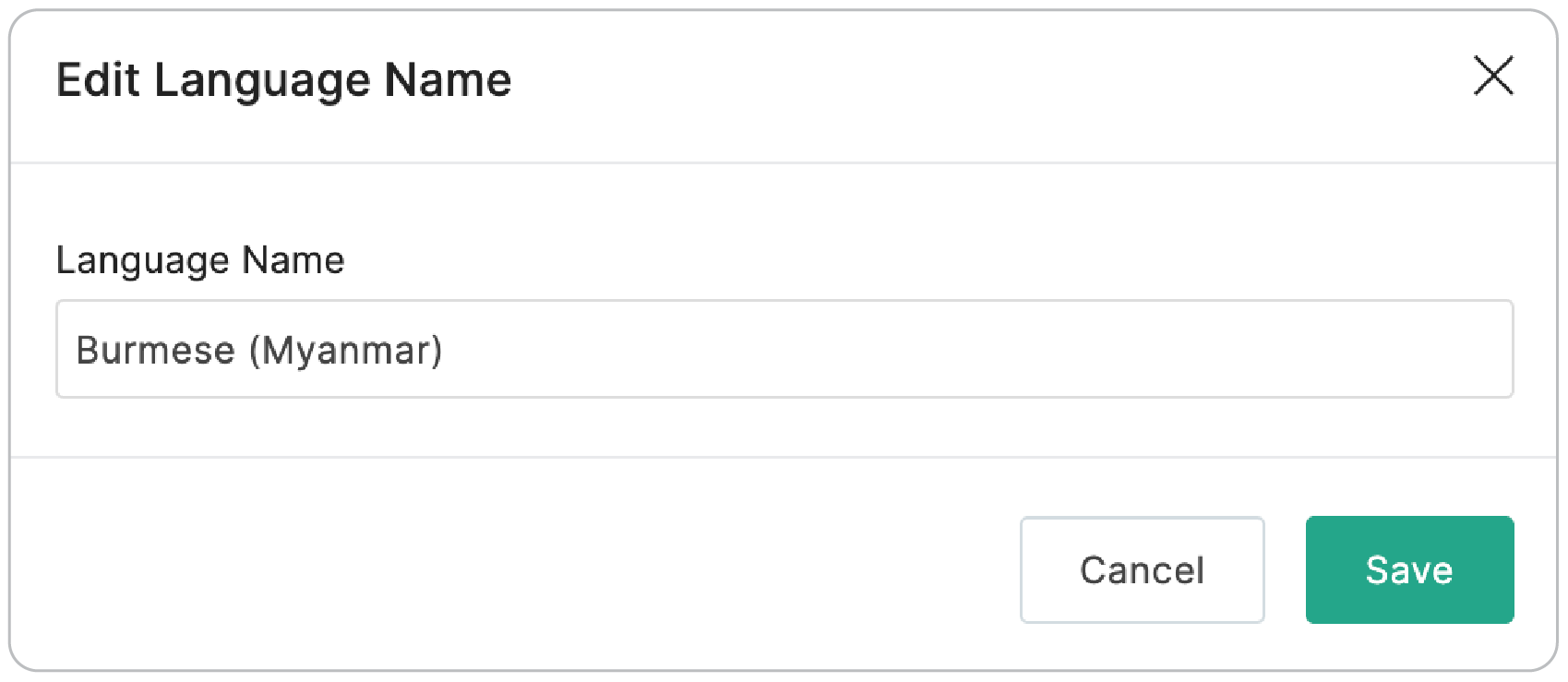 Edit Language Name dialog