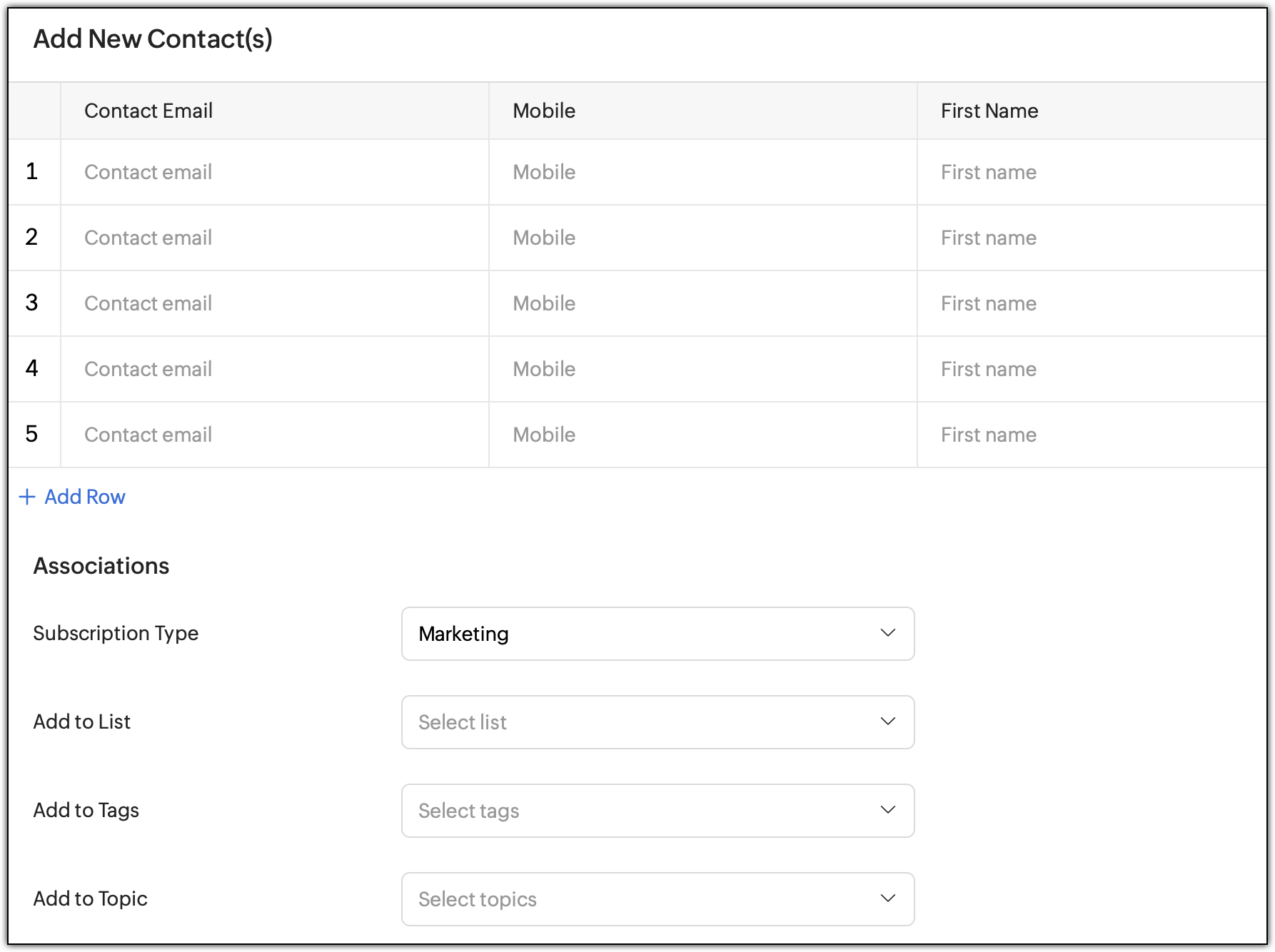 Creation page form showing 