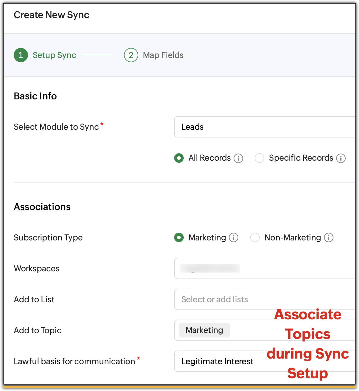 Highlighting topic association for contacts when integrating other apps with Campaigns.