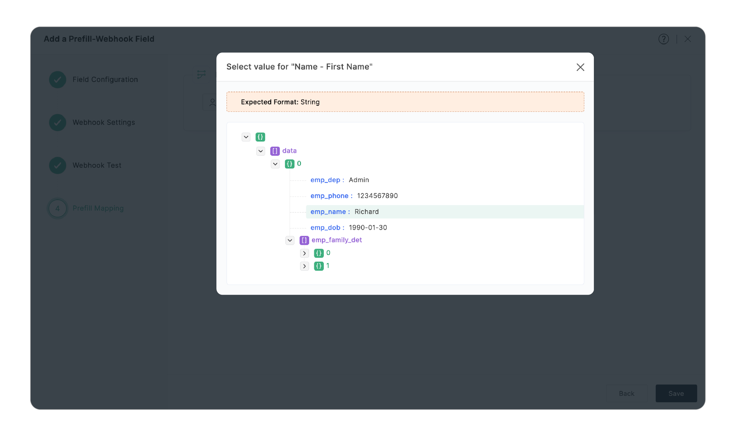 Select value in JSON response to map