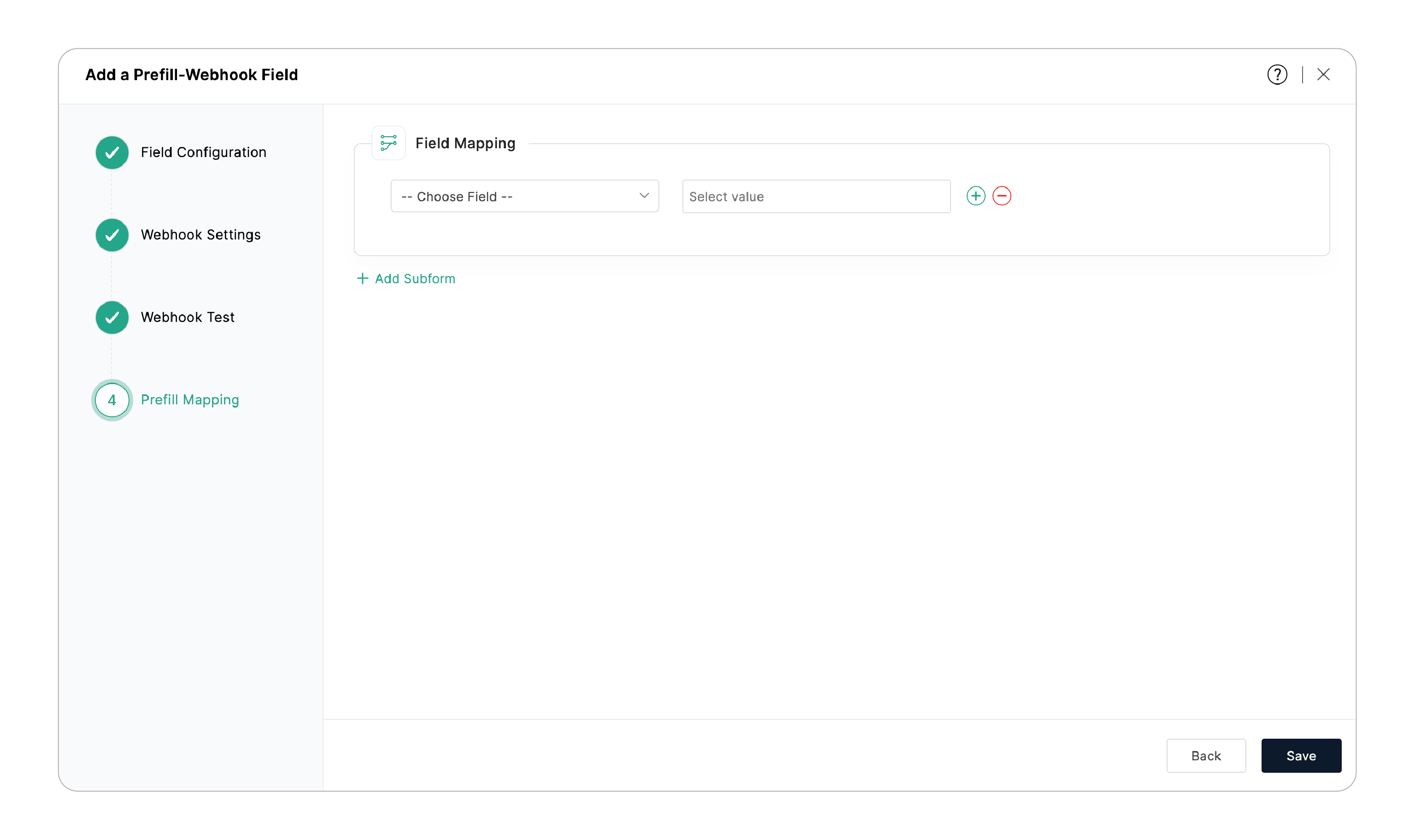 Prefill Mapping - Choose a Field