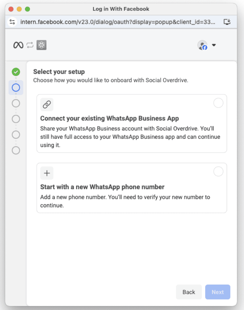 Connect your existing WhatsApp Business App option