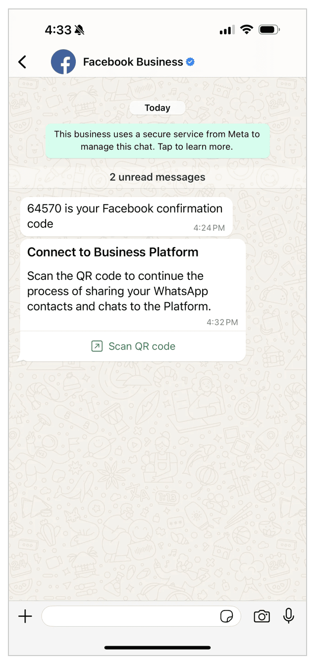 QR code screen