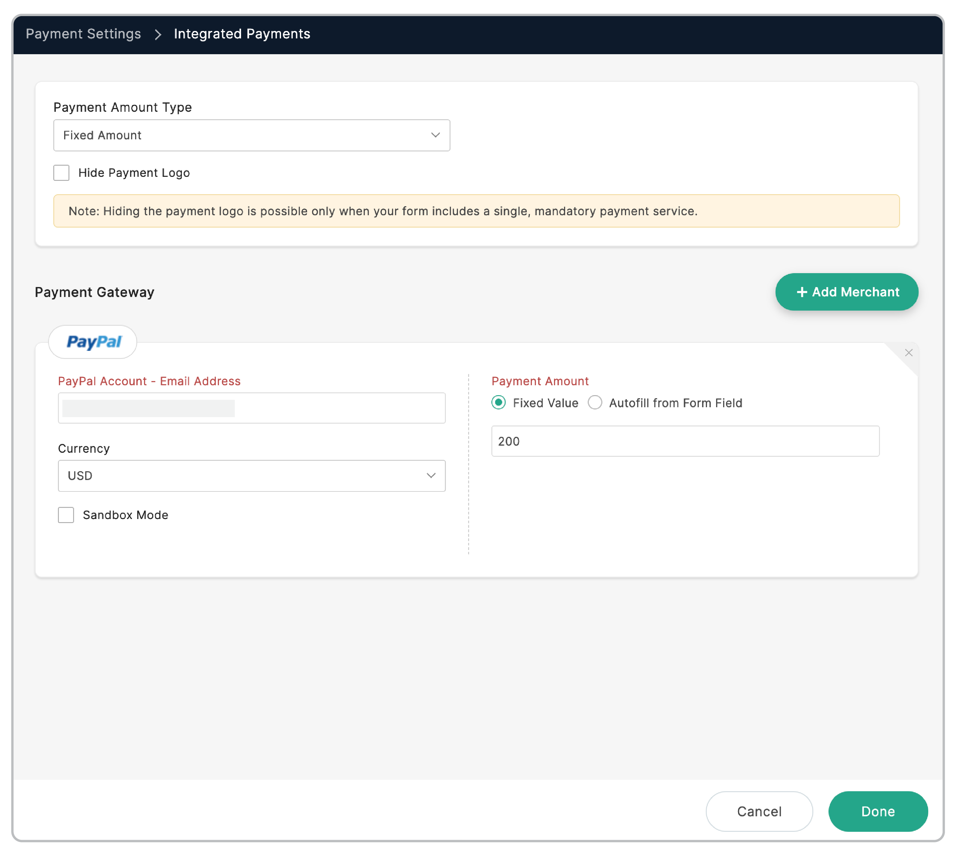 Paypal payment gateway configuration